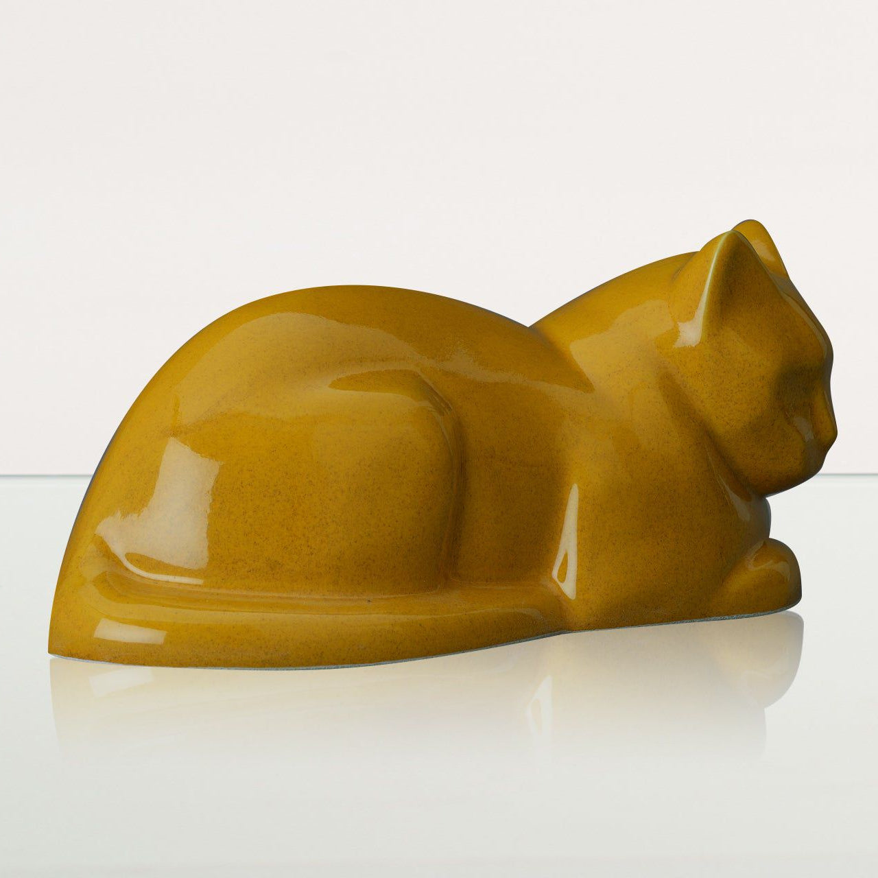 Cat Cremation Urn for Ashes - Amber Yellow | Ceramic | Handmade Cat Urn - Pulvis Art Urns