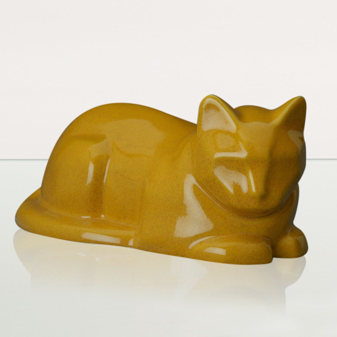 Cat Cremation Urn for Ashes - Amber Yellow | Ceramic | Handmade Cat Urn - Pulvis Art Urns