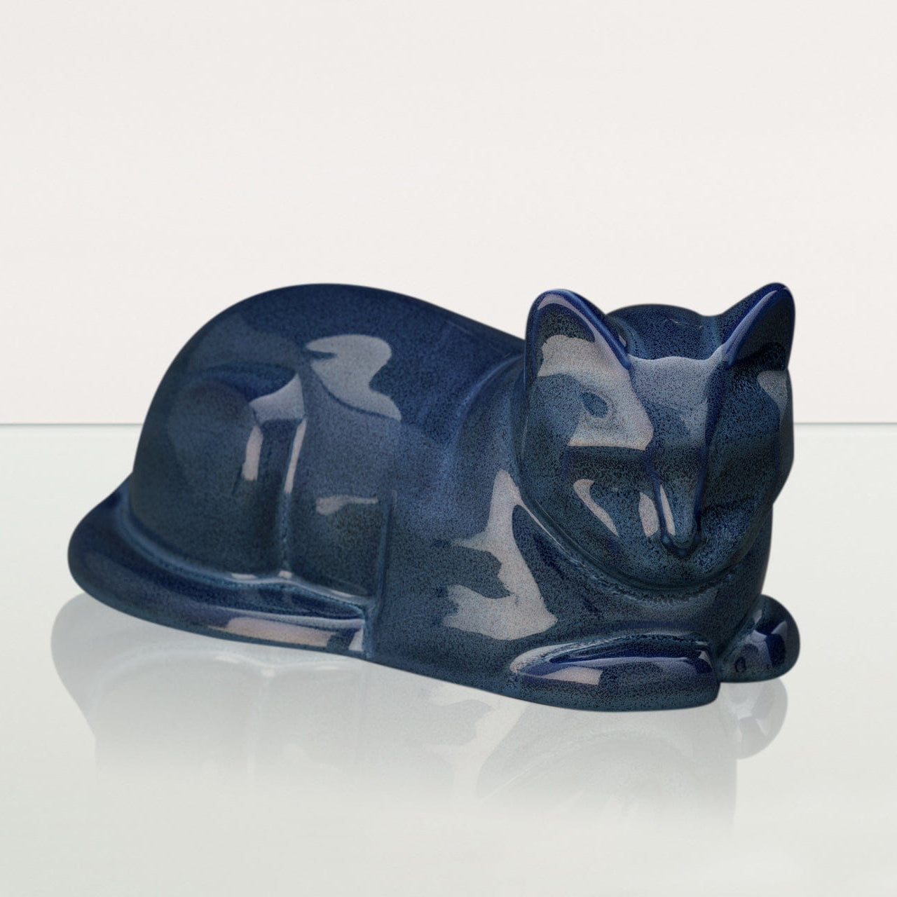 Cat Cremation Urn for Ashes - Blue Melange | Ceramic | Handmade Cat Urn - Pulvis Art Urns