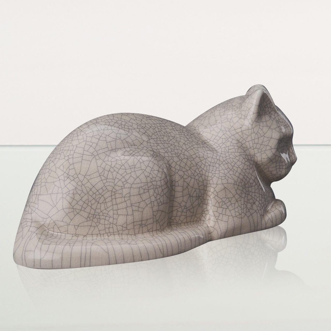 Cat Cremation Urn for Ashes - Craquelure | Ceramic | Handmade Pet Urn - Pulvis Art Urns