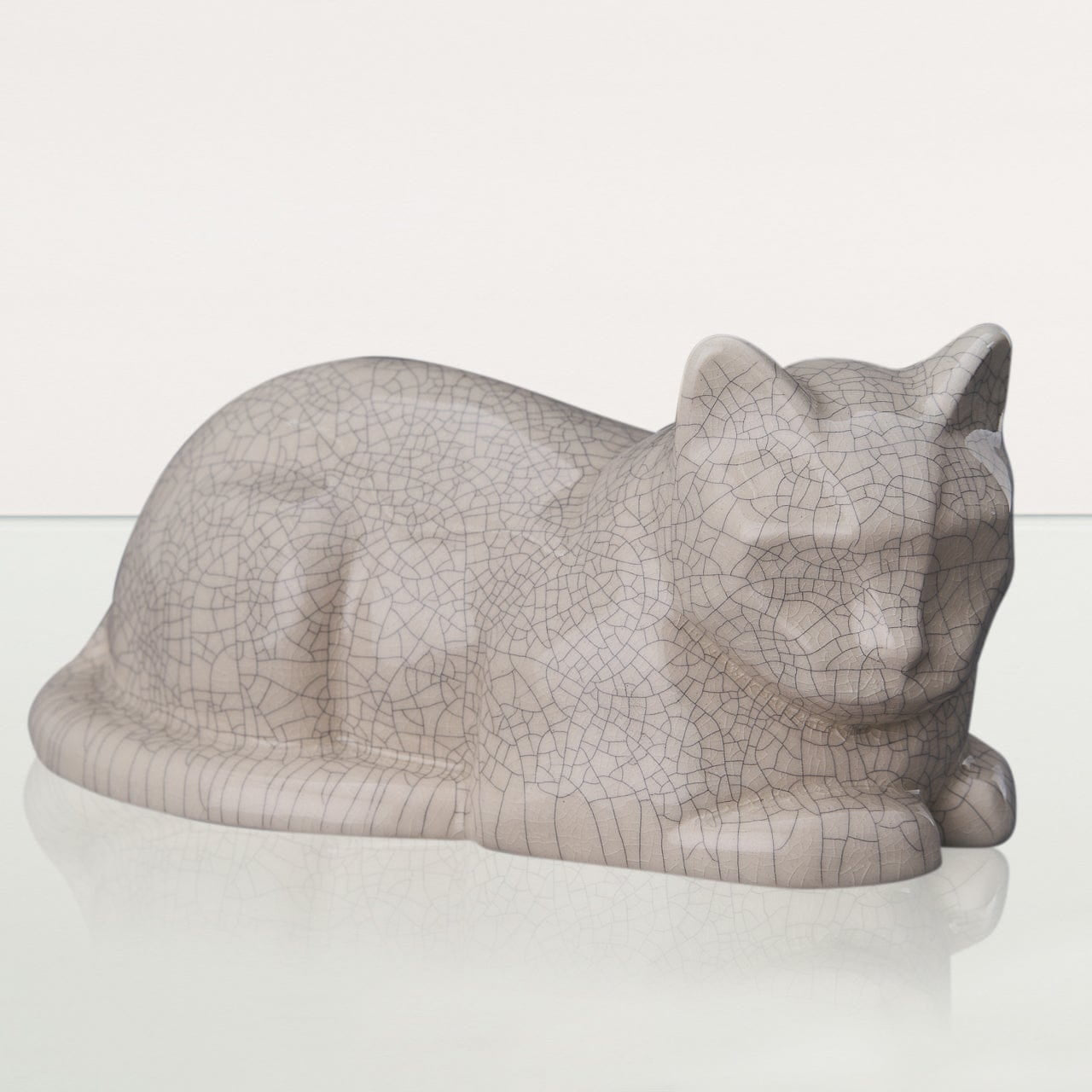 Cat Cremation Urn for Ashes - Craquelure | Ceramic | Handmade Pet Urn - Pulvis Art Urns