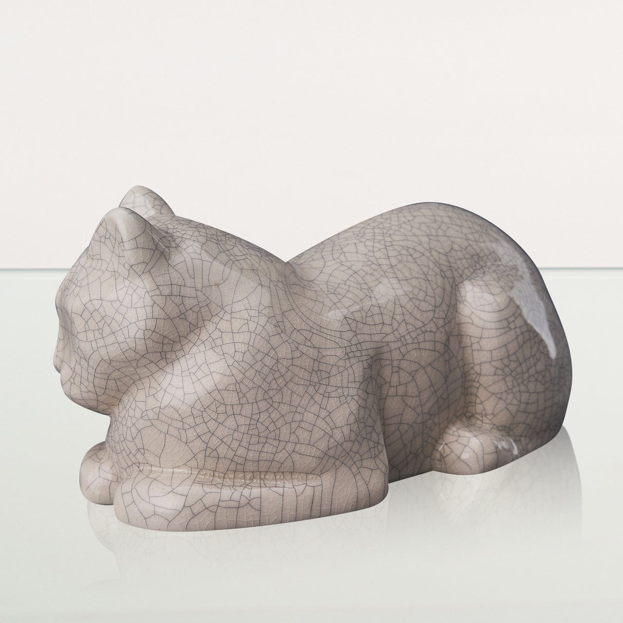 Cat Cremation Urn for Ashes - Craquelure | Ceramic | Handmade Pet Urn - Pulvis Art Urns