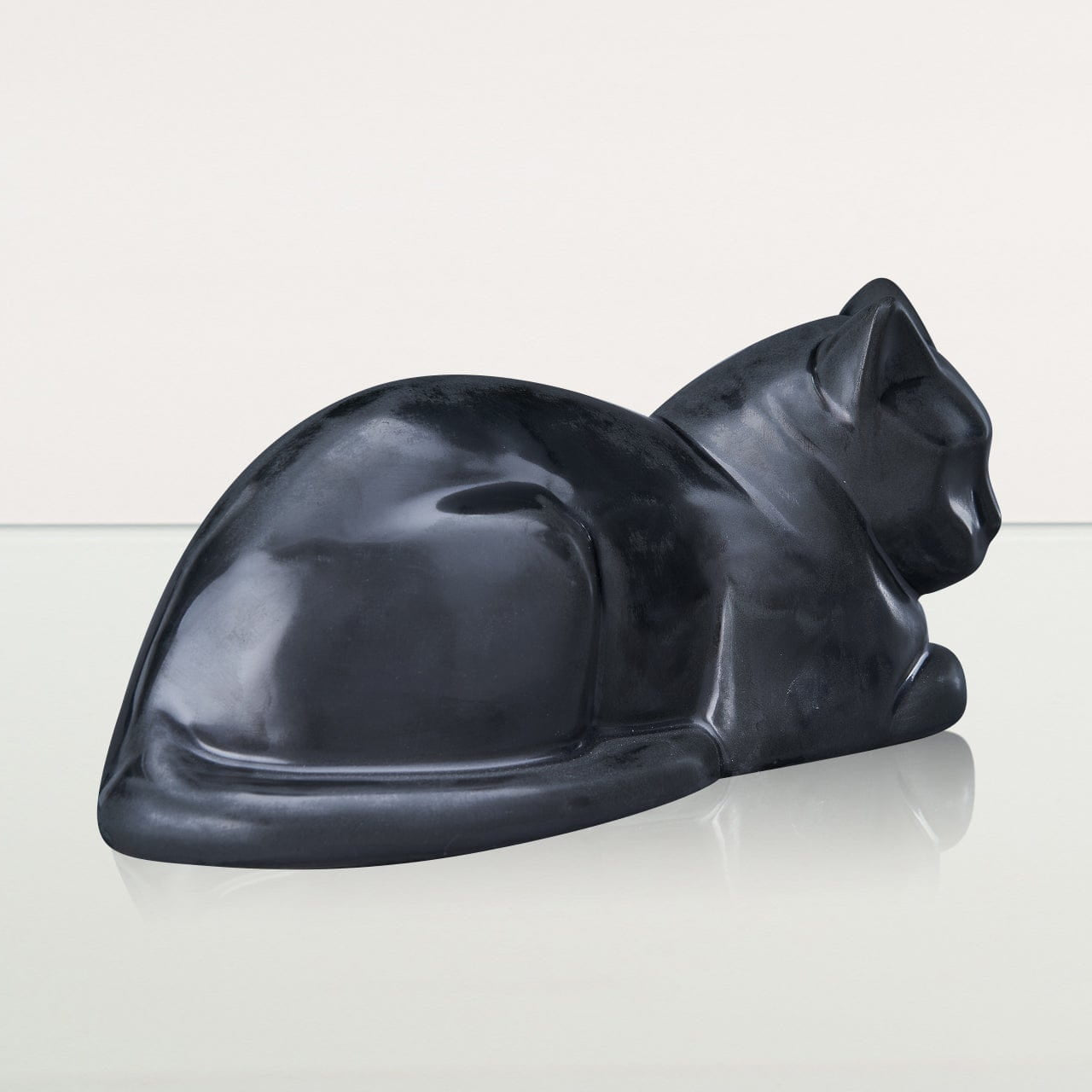 Cat Cremation Urn for Ashes - Dark Matte | Ceramic | Handmade Pet Urn - Pulvis Art Urns