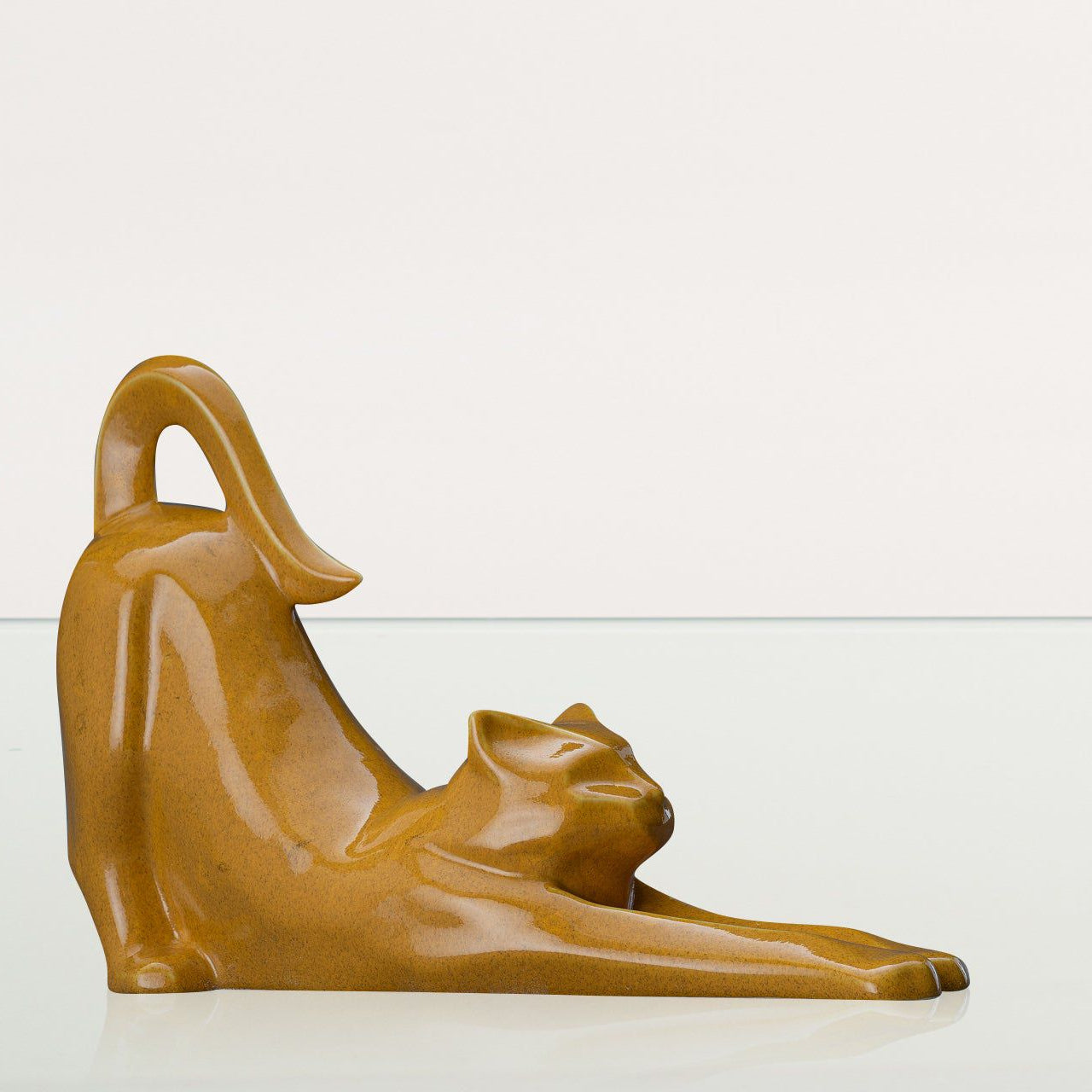 Cat Cremation Urn For Ashes "Grace" - Аmber Yellow | Ceramic Pet Urn - Pulvis Art Urns