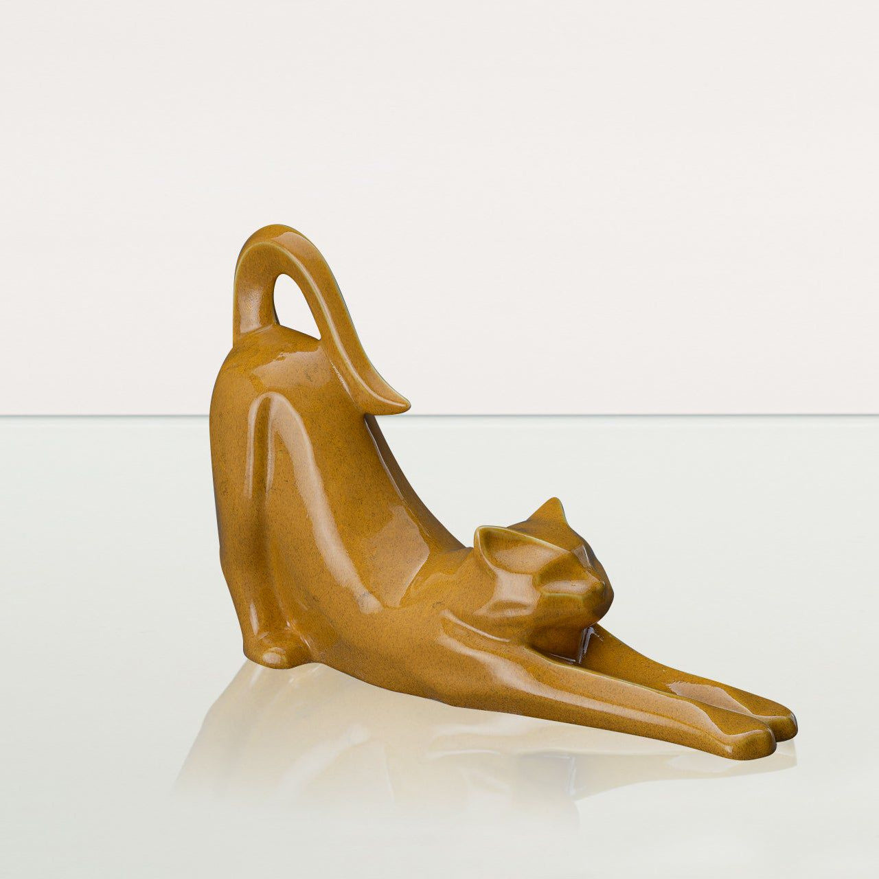 Cat Cremation Urn For Ashes "Grace" - Аmber Yellow | Ceramic Pet Urn - Pulvis Art Urns