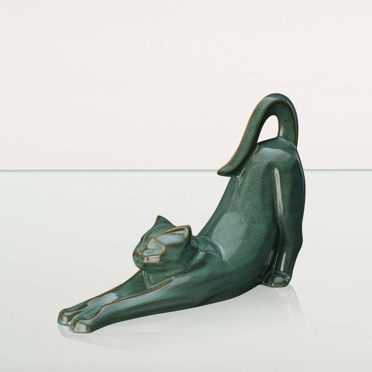 Cat Cremation Urn For Ashes "Grace" - Oily Green Melange | Ceramic Pet Urn - Pulvis Art Urns