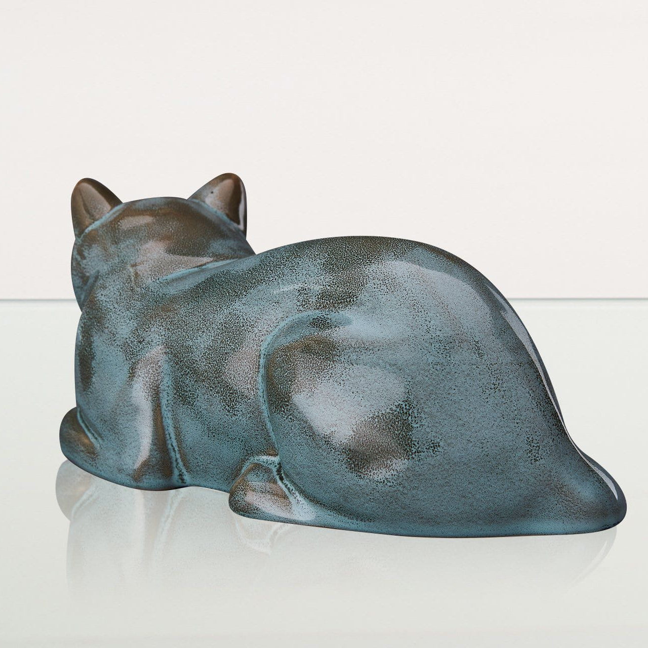 Cat Cremation Urn for Ashes - Green Melange | Ceramic | Handmade Pet Urn - Pulvis Art Urns