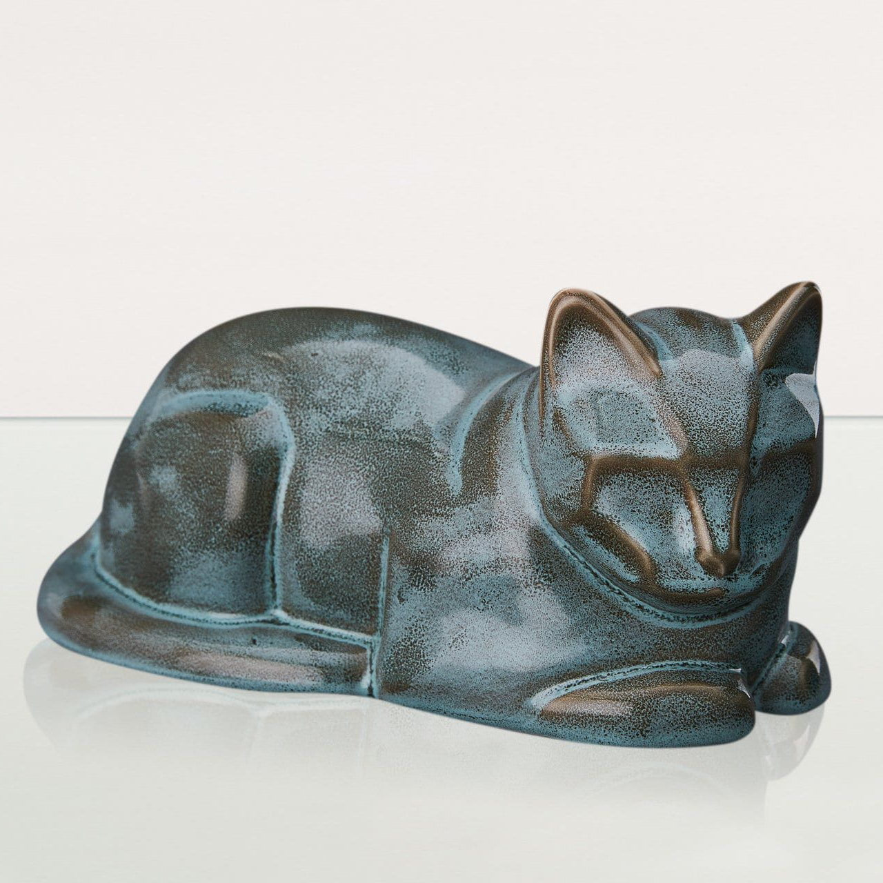 Cat Cremation Urn for Ashes - Green Melange | Ceramic | Handmade Pet Urn - Pulvis Art Urns