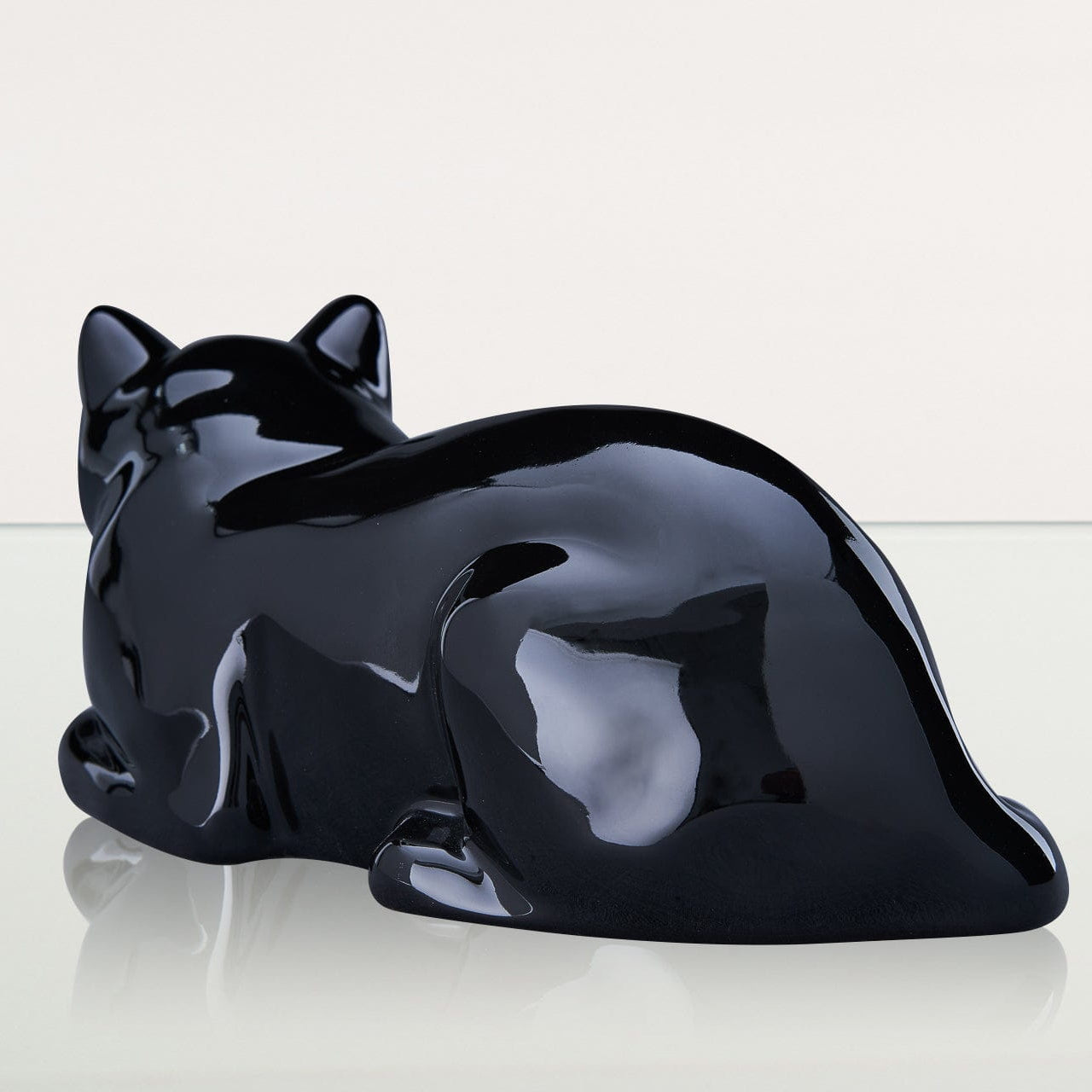 Cat Cremation Urn for Ashes - Lamp Black | Ceramic | Handmade Pet Urn - Pulvis Art Urns