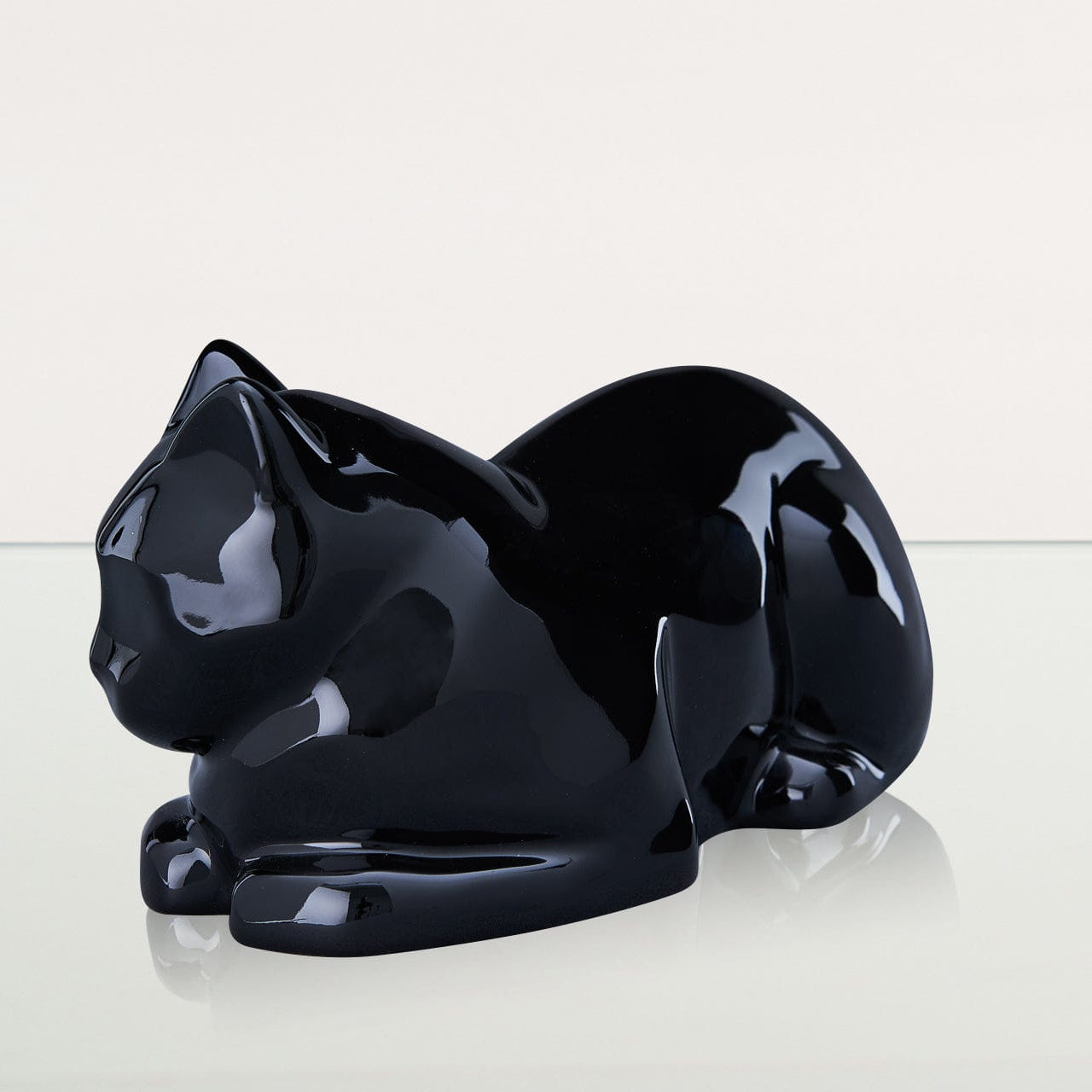 Cat Cremation Urn for Ashes - Lamp Black | Ceramic | Handmade Pet Urn - Pulvis Art Urns