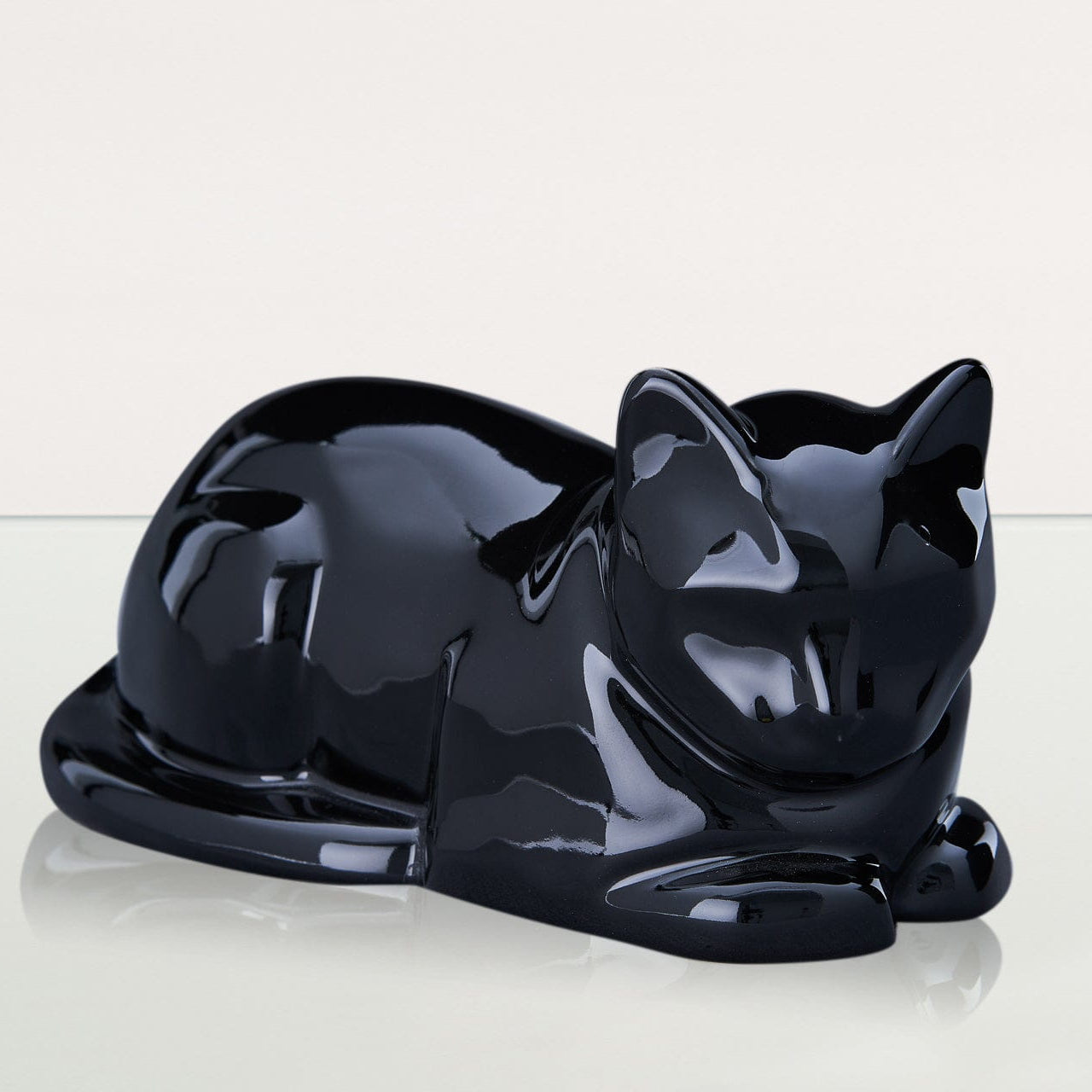 Cat Cremation Urn for Ashes Lamp Black Ceramic Handmade Pet Urn YES (+40$)