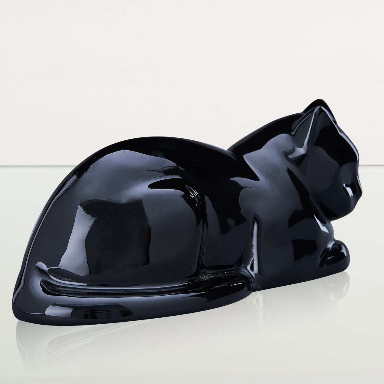 Cat Cremation Urn for Ashes - Lamp Black | Ceramic | Handmade Pet Urn - Pulvis Art Urns