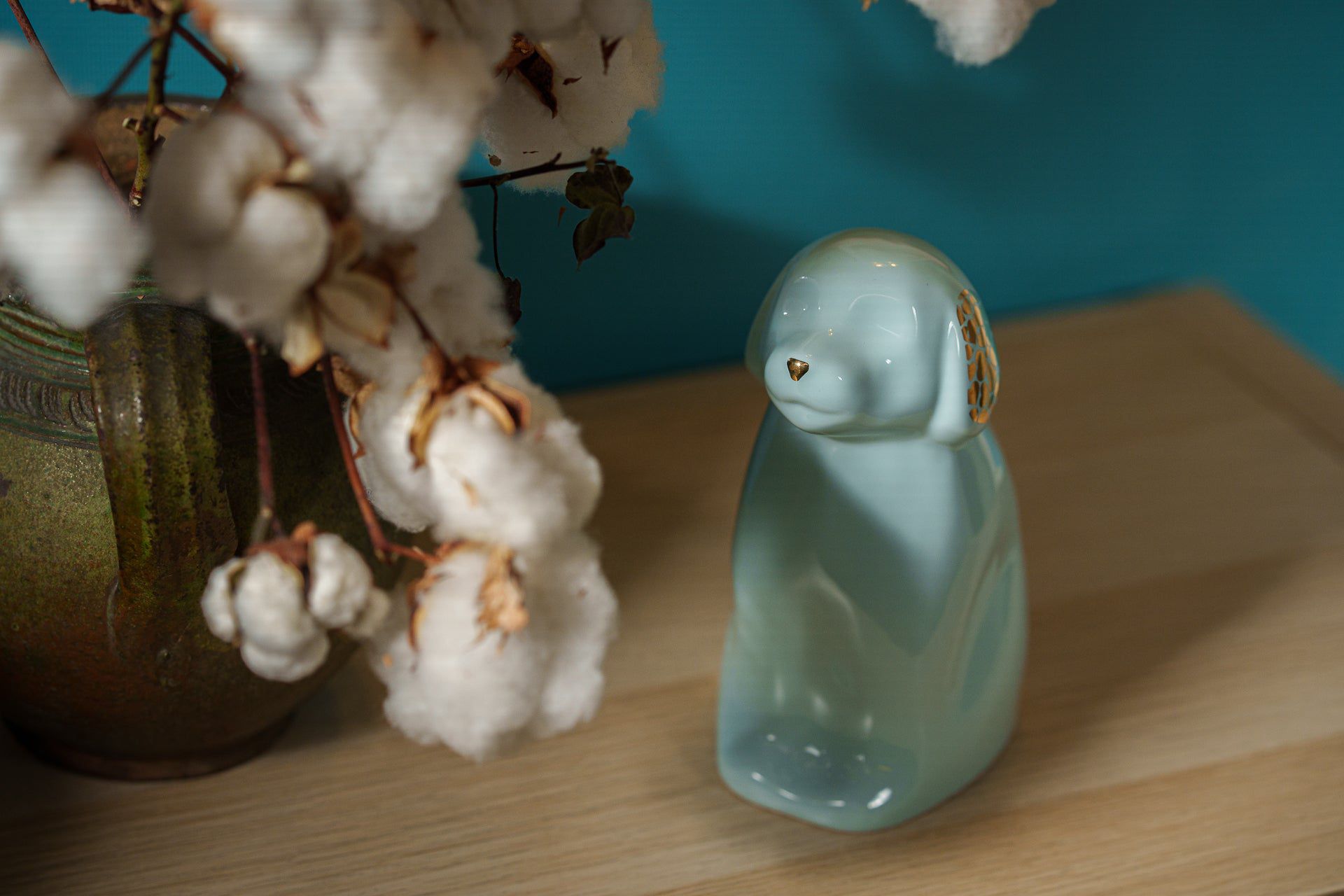 "Cuddle" Pet Urn for Dog - Baby Blue | Ceramic | Handmade - Pulvis Art Urns