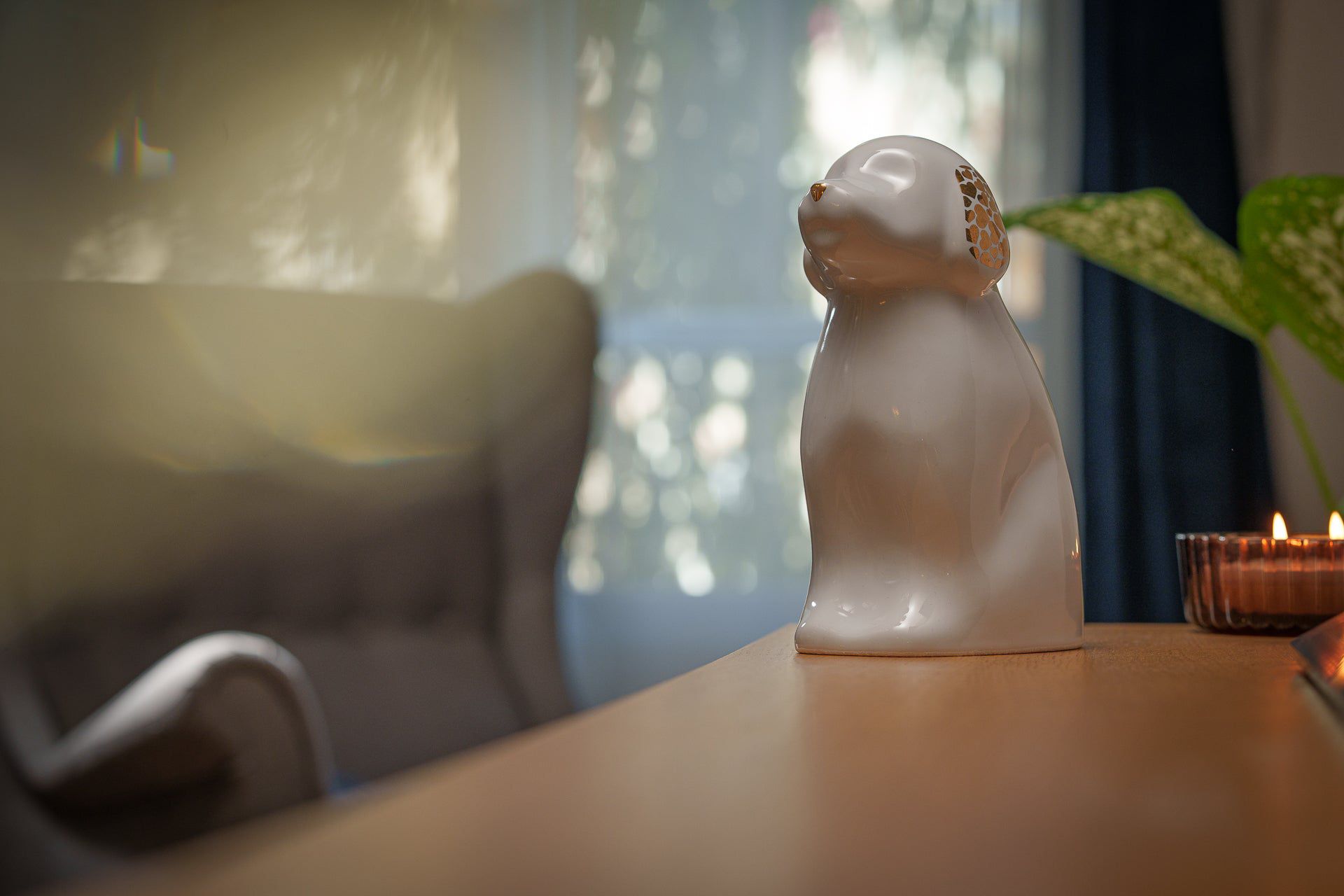 "Cuddle" Pet Urn for Dog - White | Ceramic | Handmade - Pulvis Art Urns