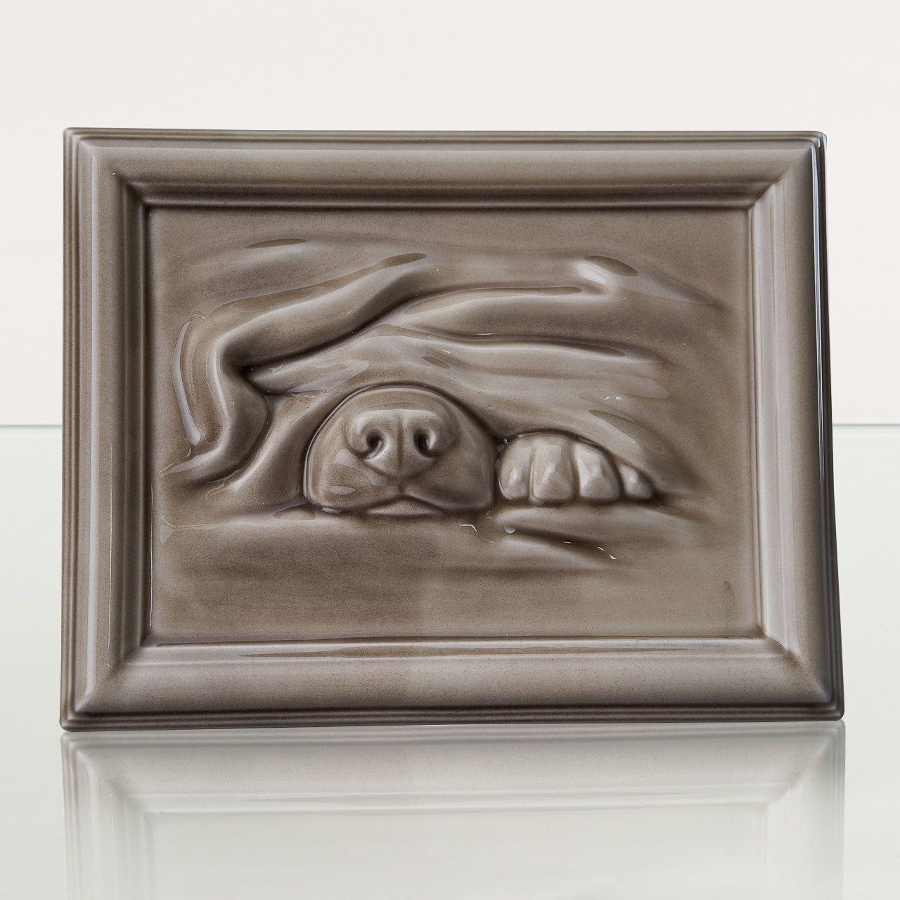 Dog Cremation Urn for Ashes - Beige Grey | Ceramic | Handmade Pet Urn - Pulvis Art Urns