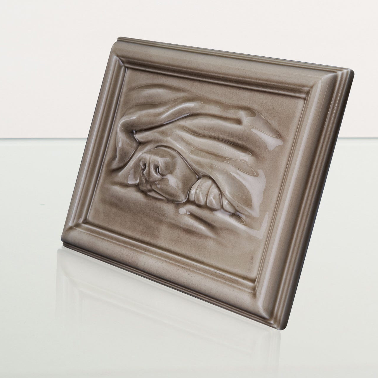 Dog Cremation Urn for Ashes - Beige Grey | Ceramic | Handmade Pet Urn - Pulvis Art Urns