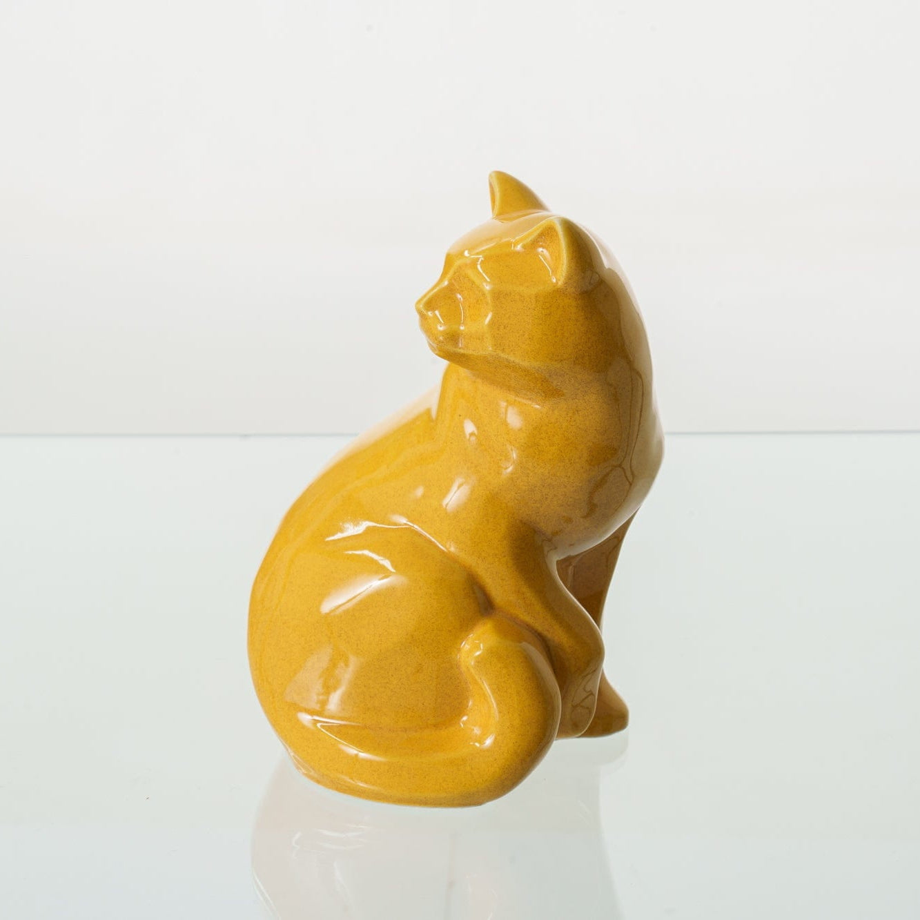 Felix Cat Urn for Ashes - Amber Yellow | Ceramic | Handmade Pet Urn - Pulvis Art Urns