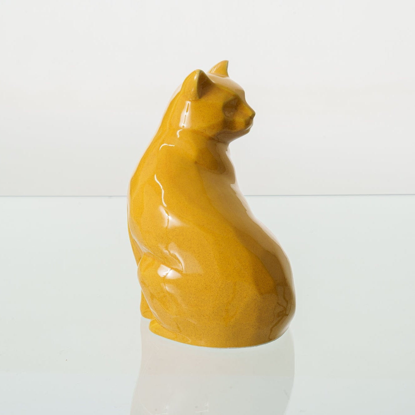 Felix Cat Urn for Ashes - Amber Yellow | Ceramic | Handmade Pet Urn - Pulvis Art Urns