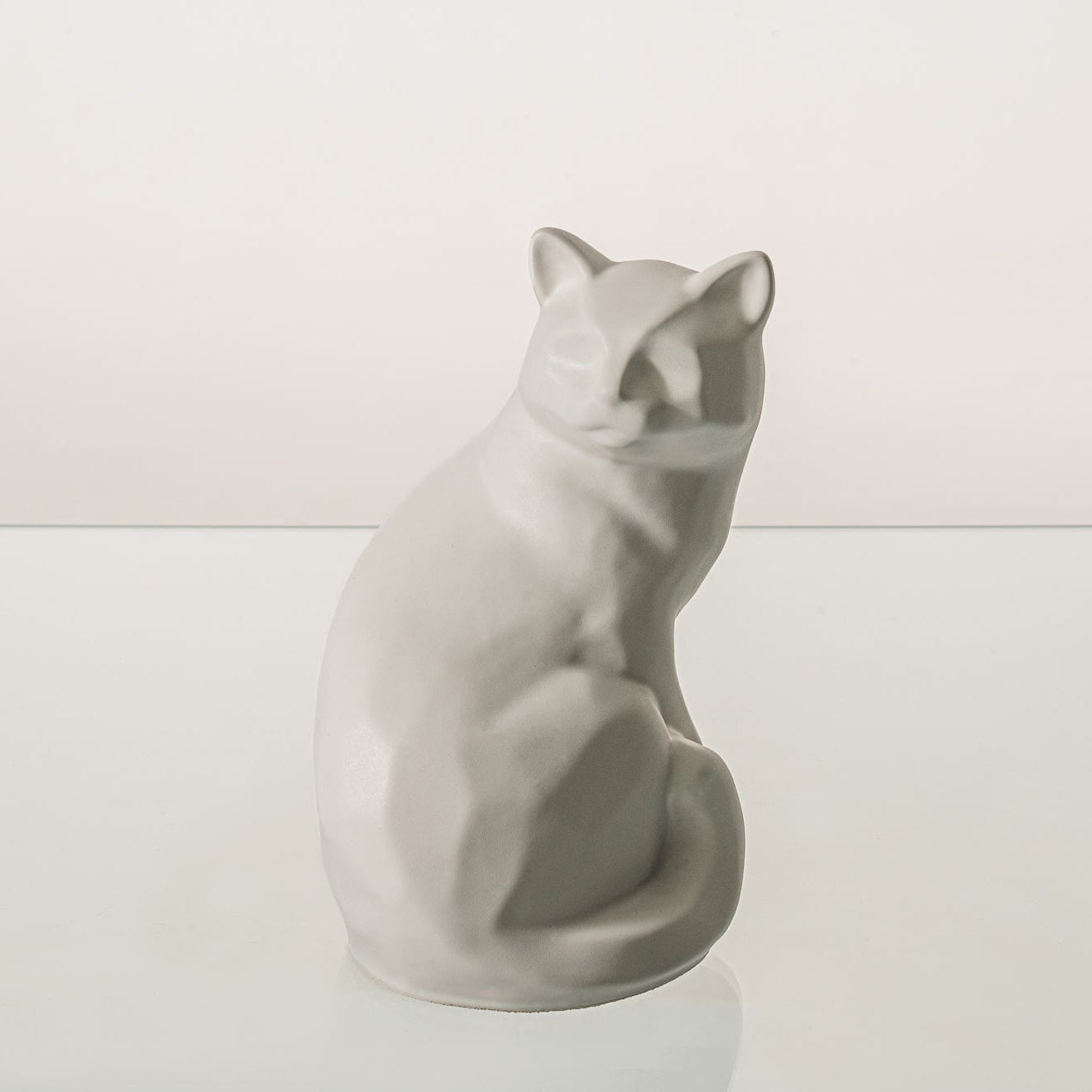 Felix Cat Urn for Ashes - White Matte | Ceramic | Handmade Pet Urn - Pulvis Art Urns