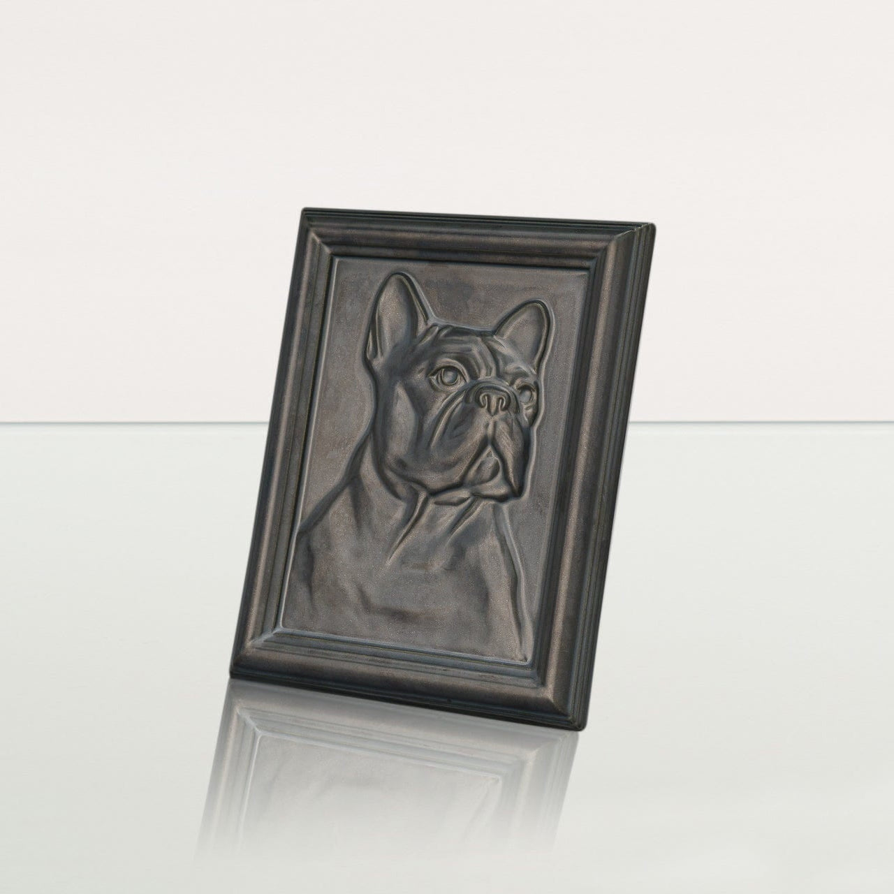 French Bulldog Pet Frame Urn - Dark Matte | Ceramic | Handmade Pet Urn - Pulvis Art Urns