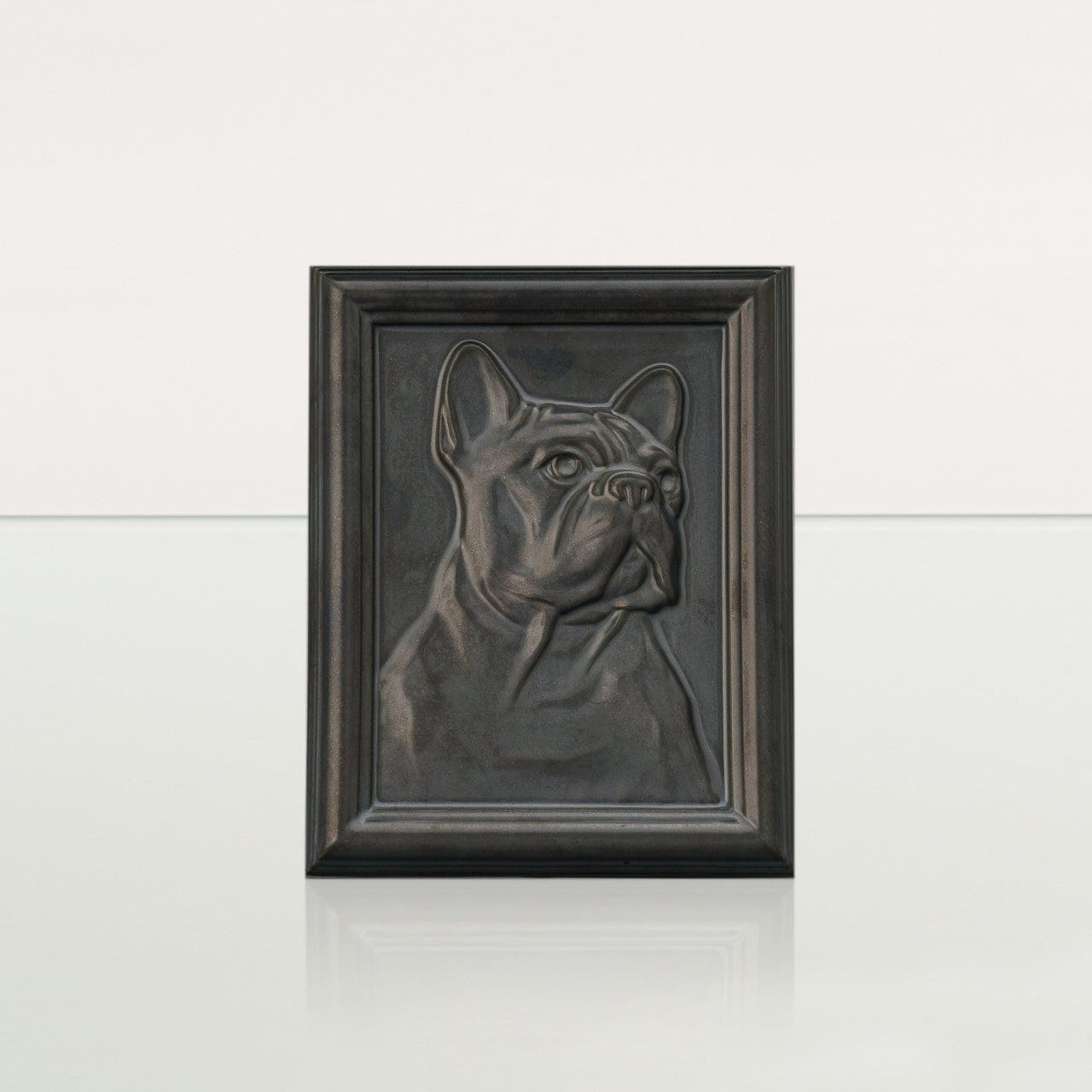 French Bulldog Pet Frame Urn - Dark Matte | Ceramic | Handmade Pet Urn - Pulvis Art Urns