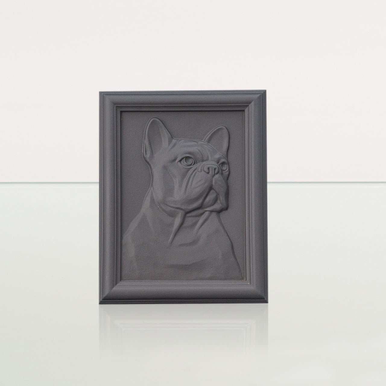 French Bulldog Pet Frame Urn - Grey Matte | Ceramic | Handmade Pet Urn - Pulvis Art Urns