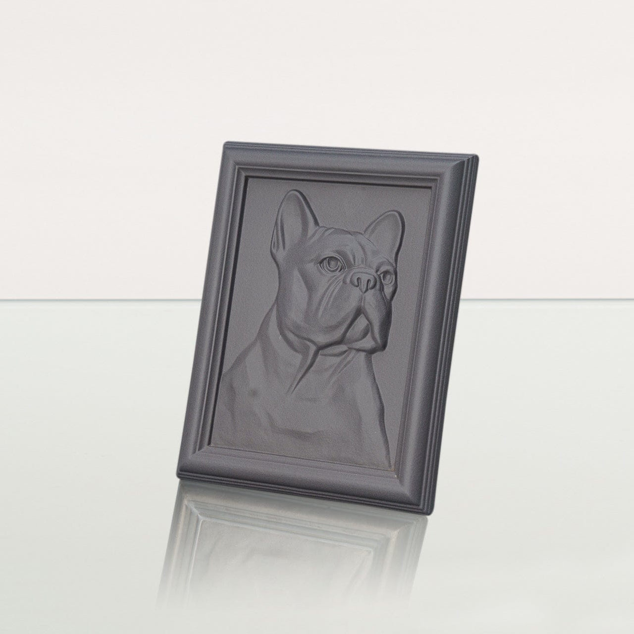 French Bulldog Pet Frame Urn - Grey Matte | Ceramic | Handmade Pet Urn - Pulvis Art Urns