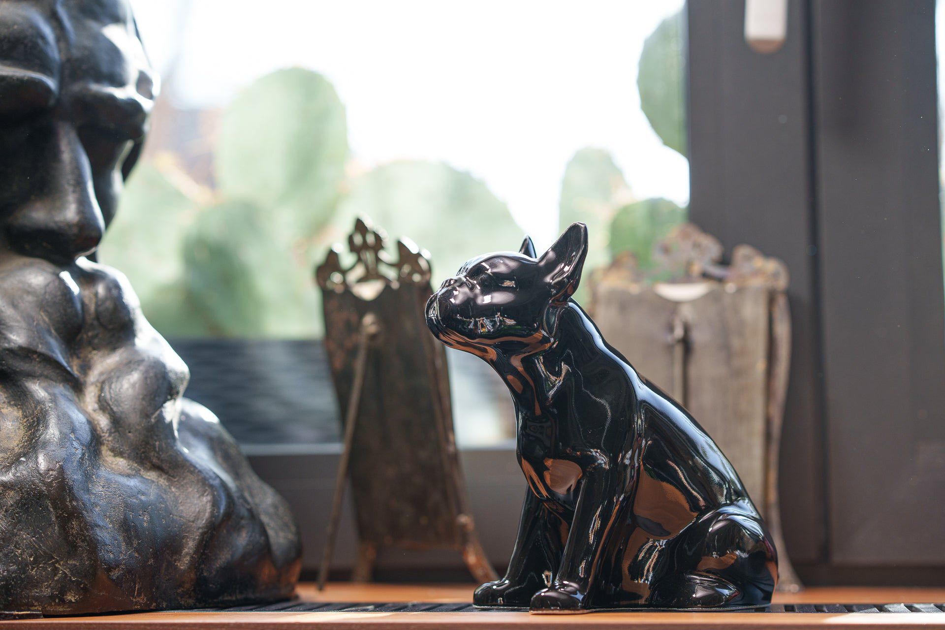 French Bulldog Pet Urn - Lamp Black | Ceramic Dog Urn - Pulvis Art Urns