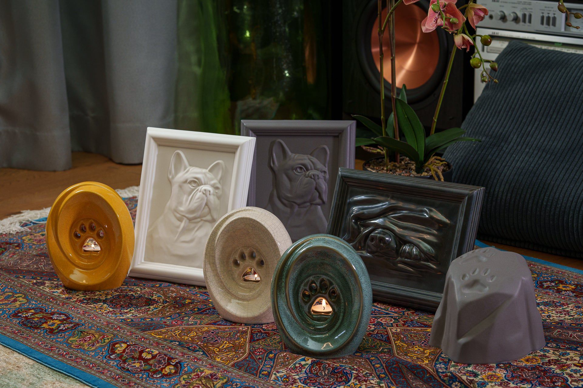 French Bulldog Pet Urn - Off-white | Ceramic Dog Urn - Pulvis Art Urns