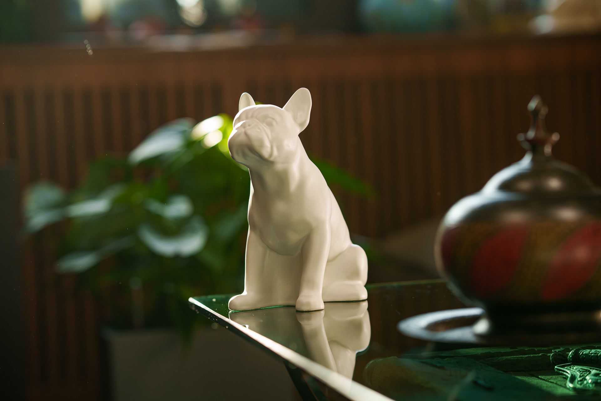 French Bulldog Pet Urn - White Matte | Ceramic Dog Urn - Pulvis Art Urns