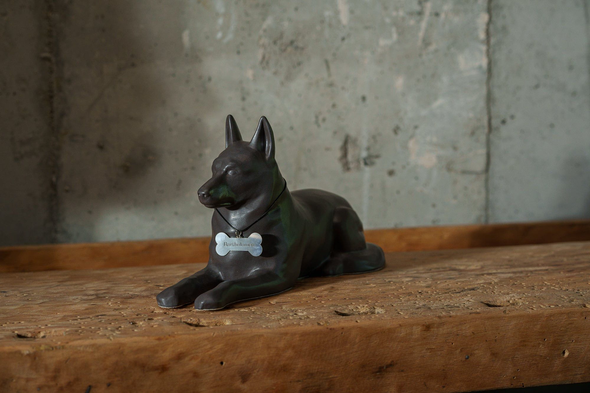 German Shepherd Pet Urn - Gray Matte | Ceramic Dog Urn - Pulvis Art Urns