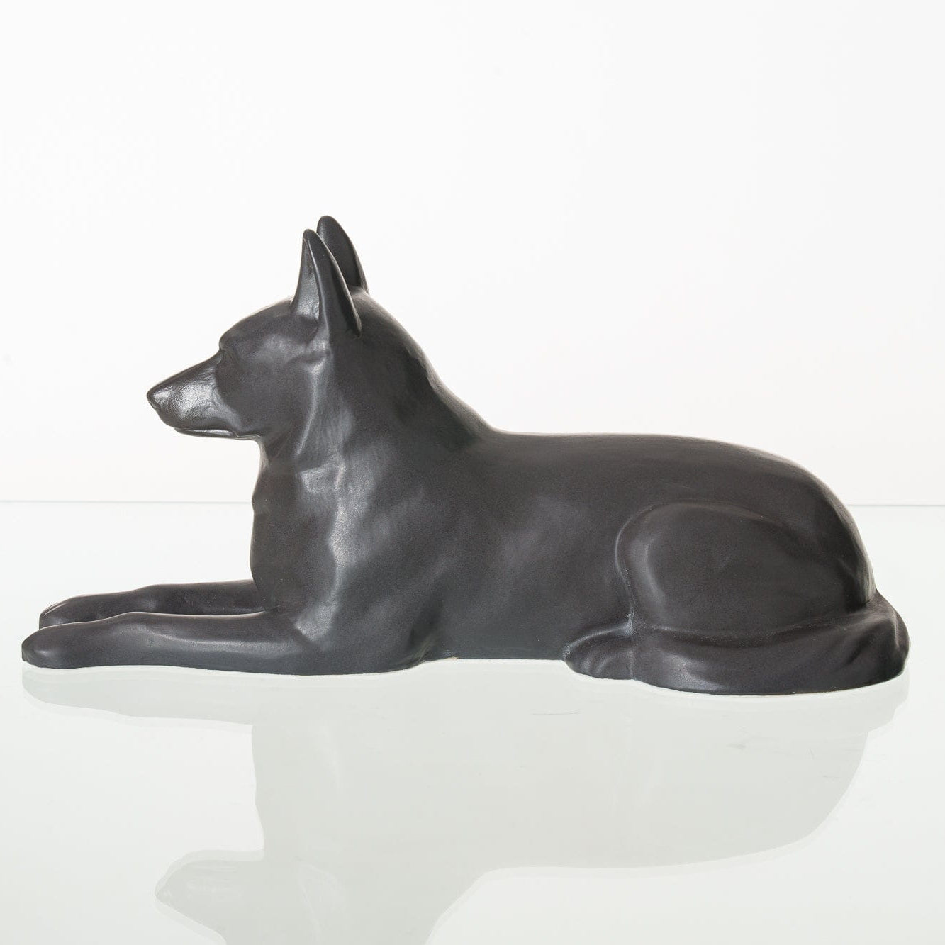 German Shepherd Pet Urn - Gray Matte | Ceramic Dog Urn - Pulvis Art Urns