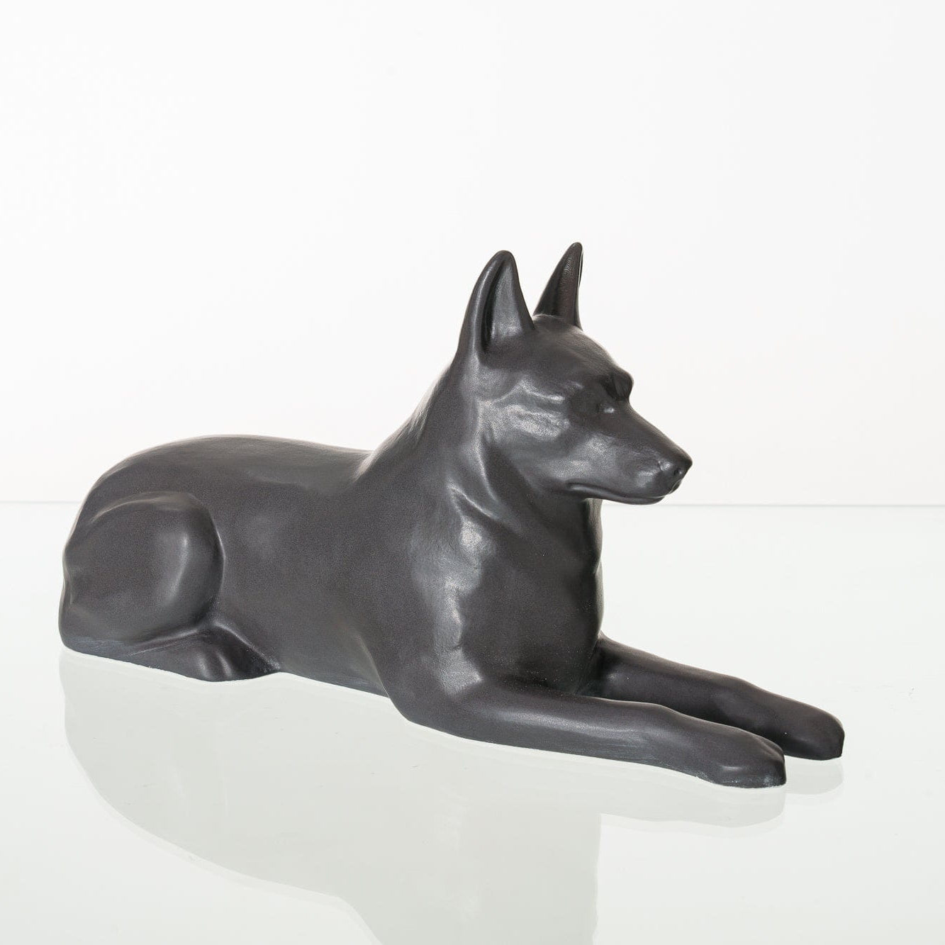 German Shepherd Pet Urn - Gray Matte | Ceramic Dog Urn - Pulvis Art Urns