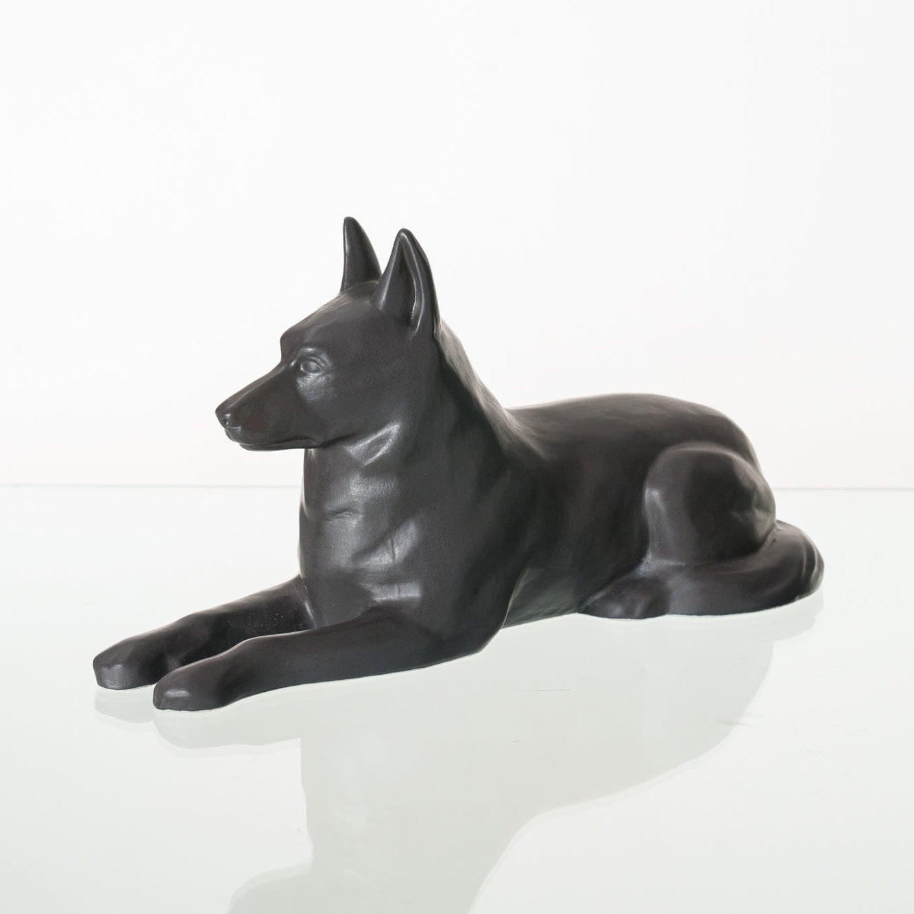 German Shepherd Pet Urn - Gray Matte | Ceramic Dog Urn - Pulvis Art Urns