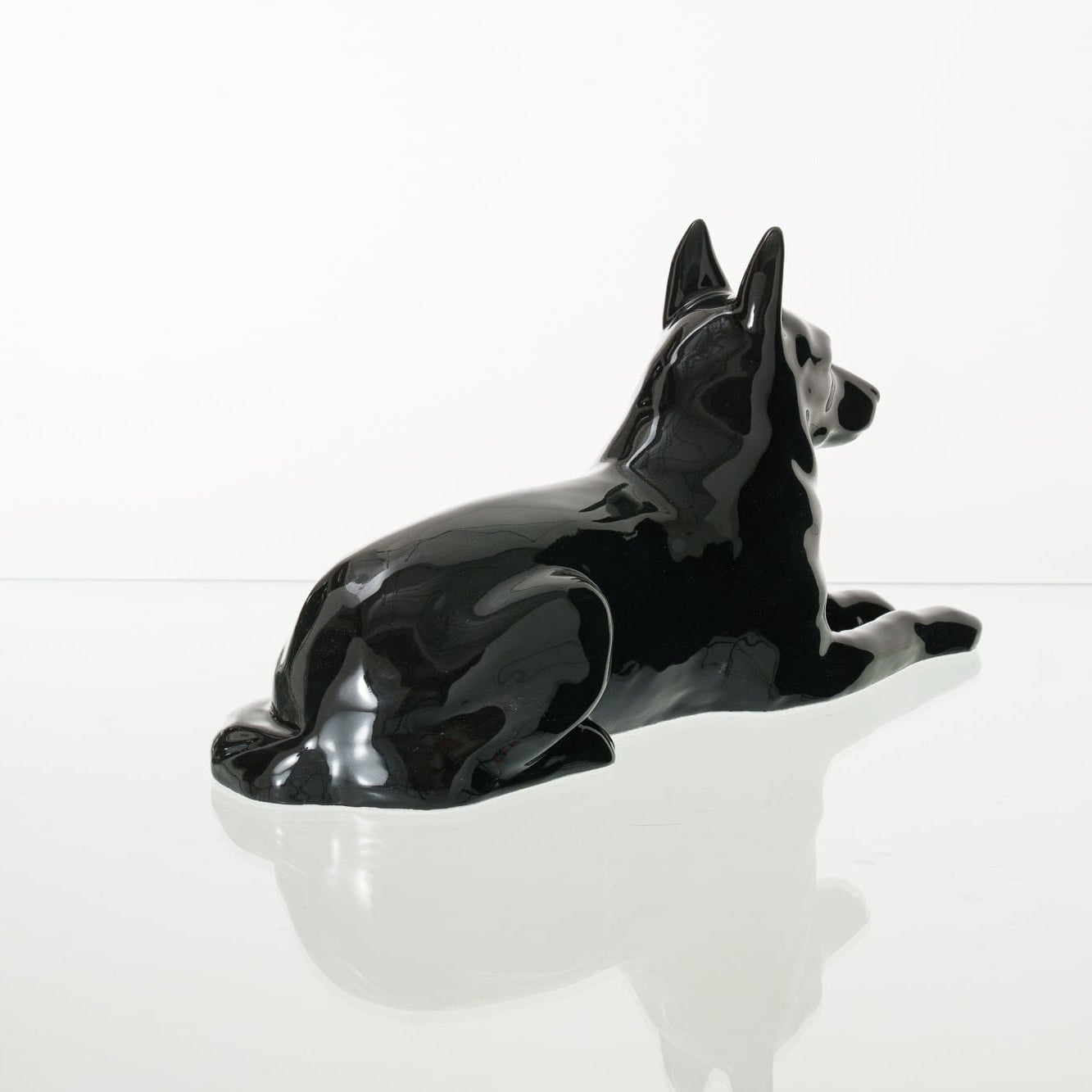 German Shepherd Pet Urn - Lamp Black | Ceramic Dog Urn - Pulvis Art Urns