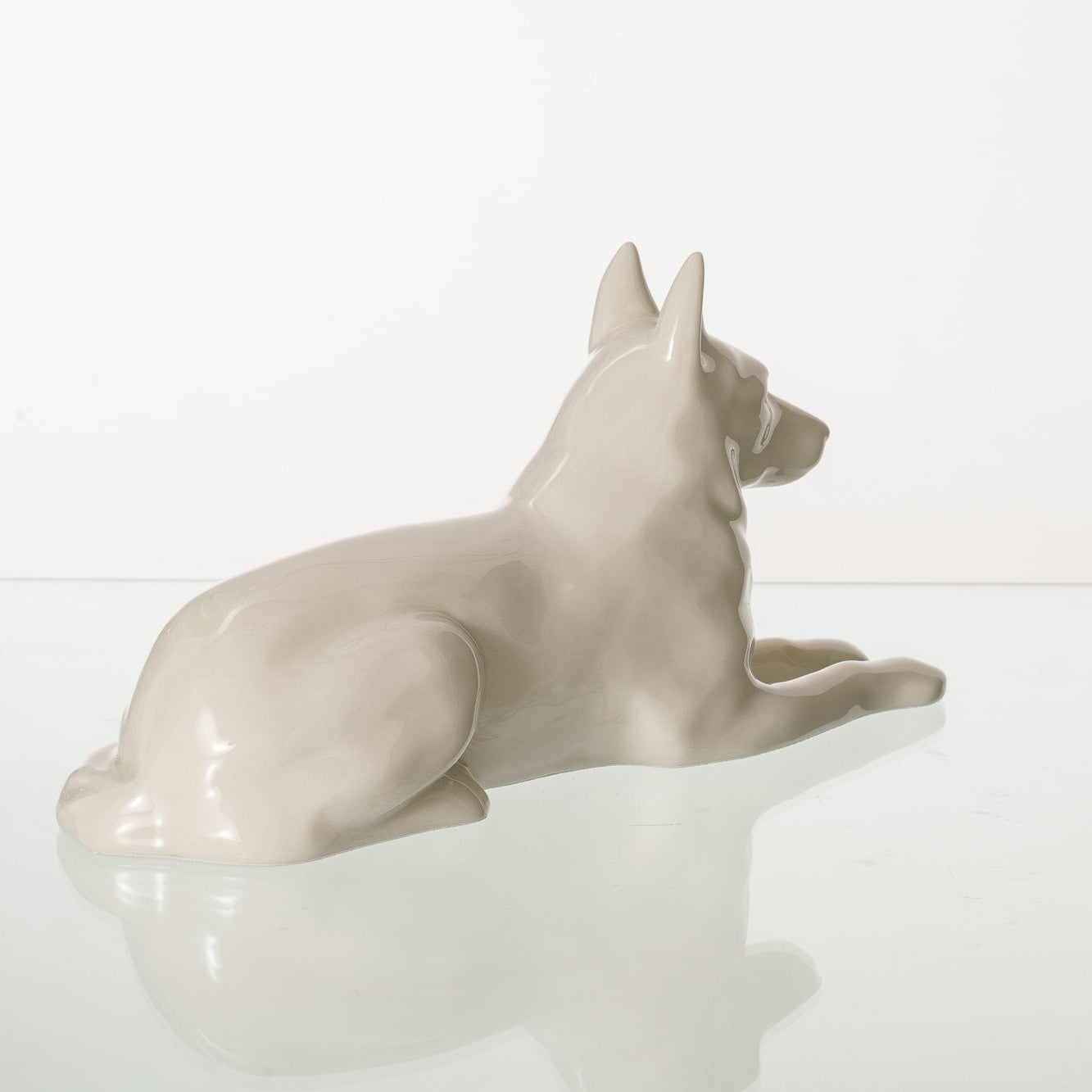 German Shepherd Pet Urn - Off-white | Ceramic Dog Urn - Pulvis Art Urns
