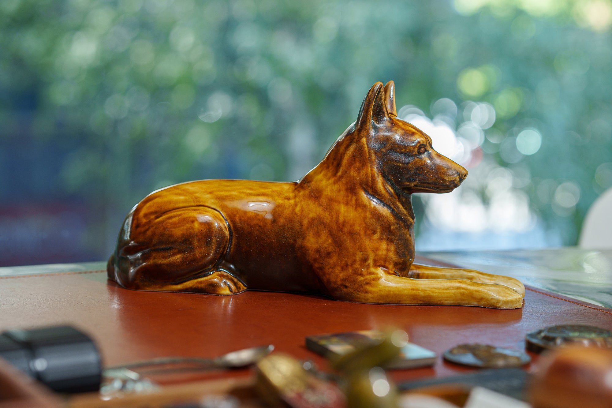 German Shepherd Pet Urn - Rusty Brown | Ceramic Dog Urn - Pulvis Art Urns