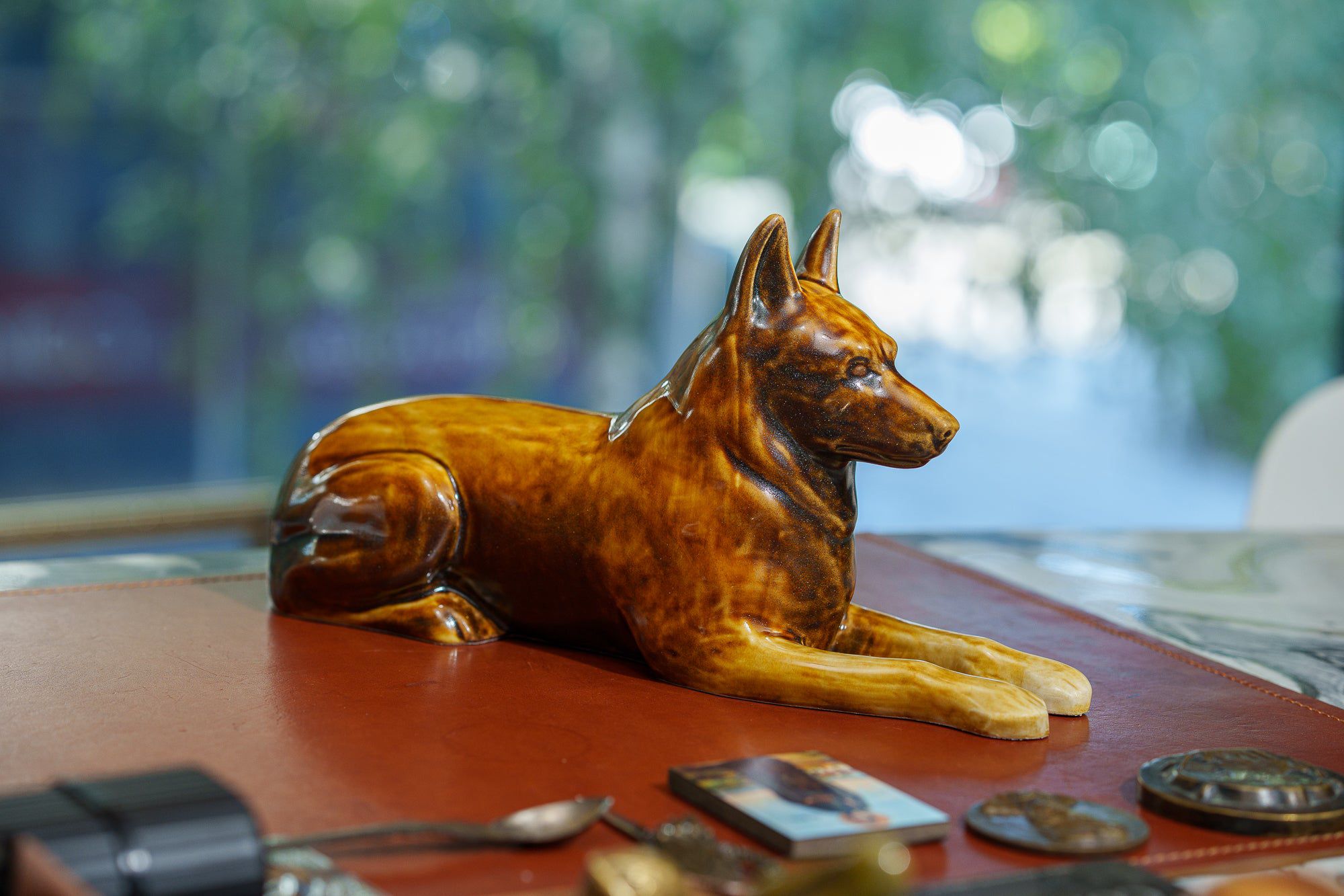 German Shepherd Pet Urn - Rusty Brown | Ceramic Dog Urn - Pulvis Art Urns