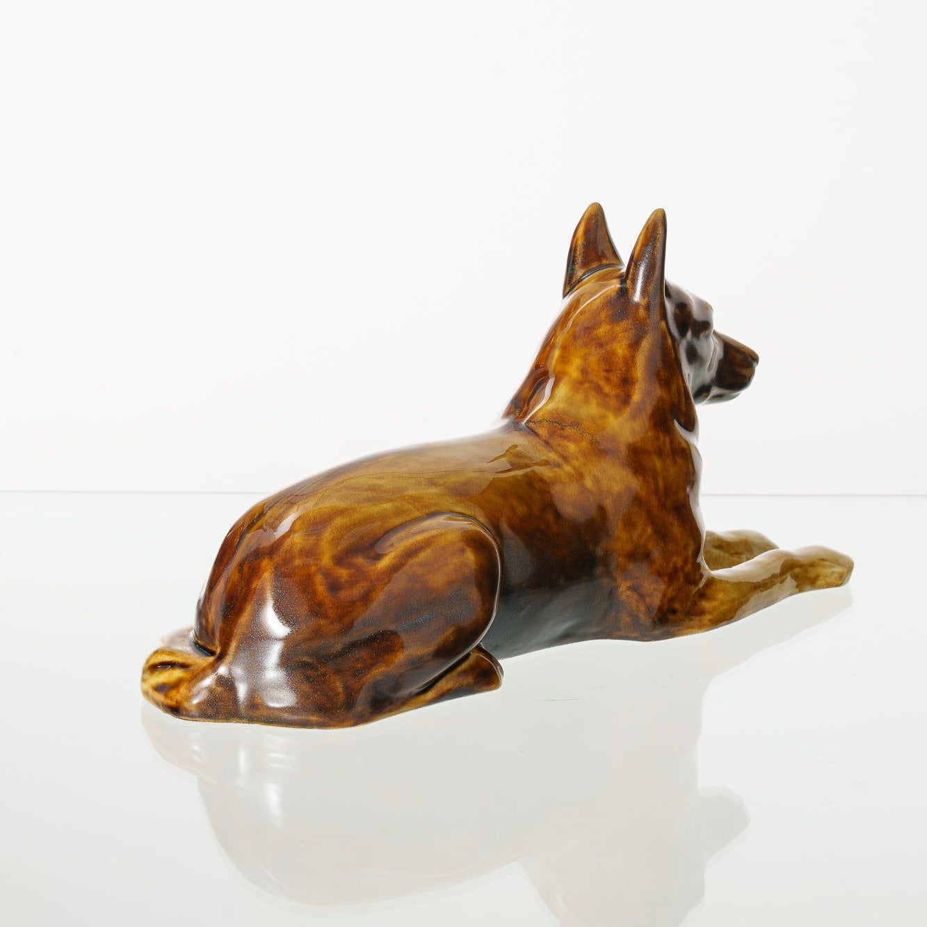 German Shepherd Pet Urn - Rusty Brown | Ceramic Dog Urn - Pulvis Art Urns
