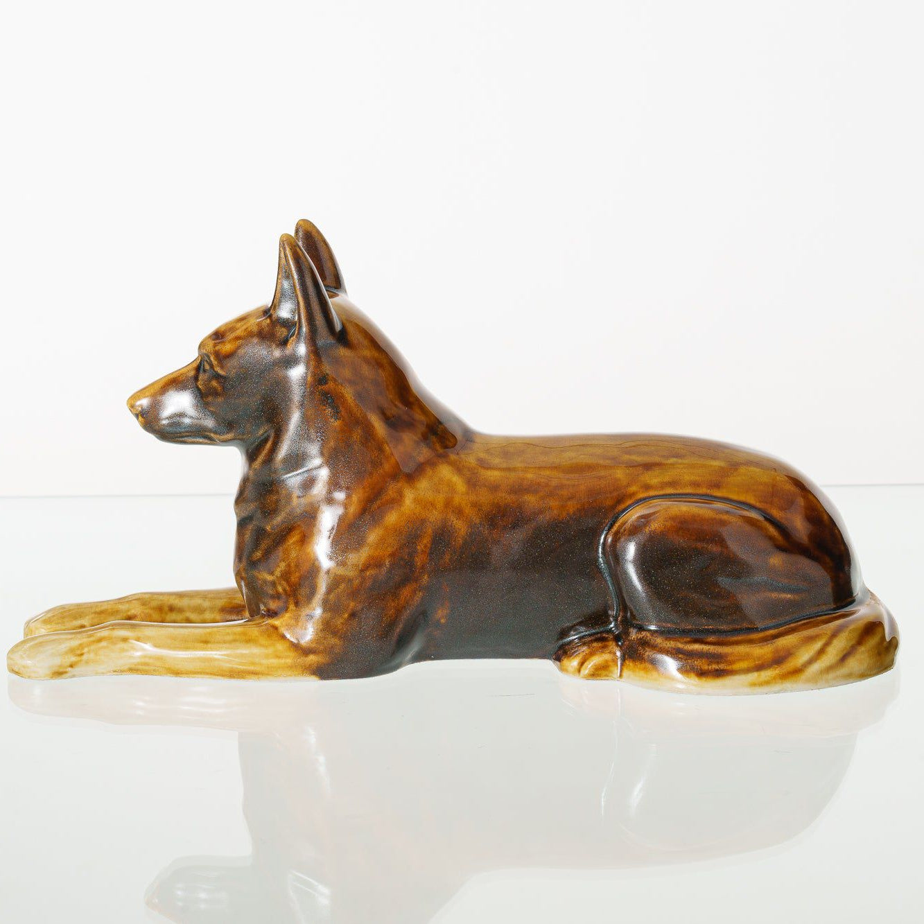 German Shepherd Pet Urn - Rusty Brown | Ceramic Dog Urn - Pulvis Art Urns