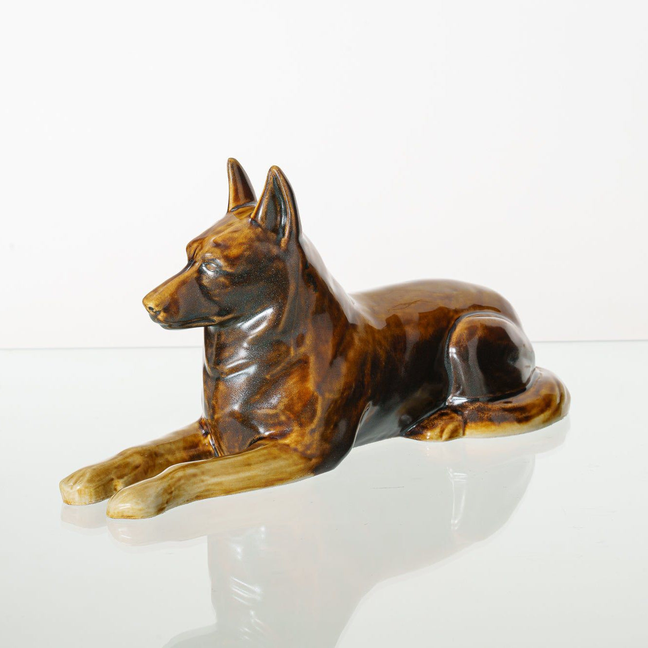 German Shepherd Pet Urn - Rusty Brown | Ceramic Dog Urn - Pulvis Art Urns