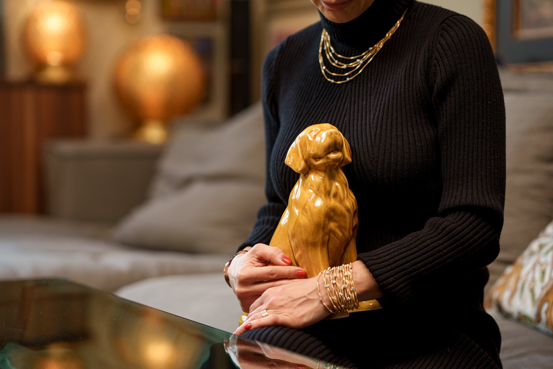 Golden Retriever Pet Urn - Hand Decorated | Ceramic Urn - Pulvis Art Urns