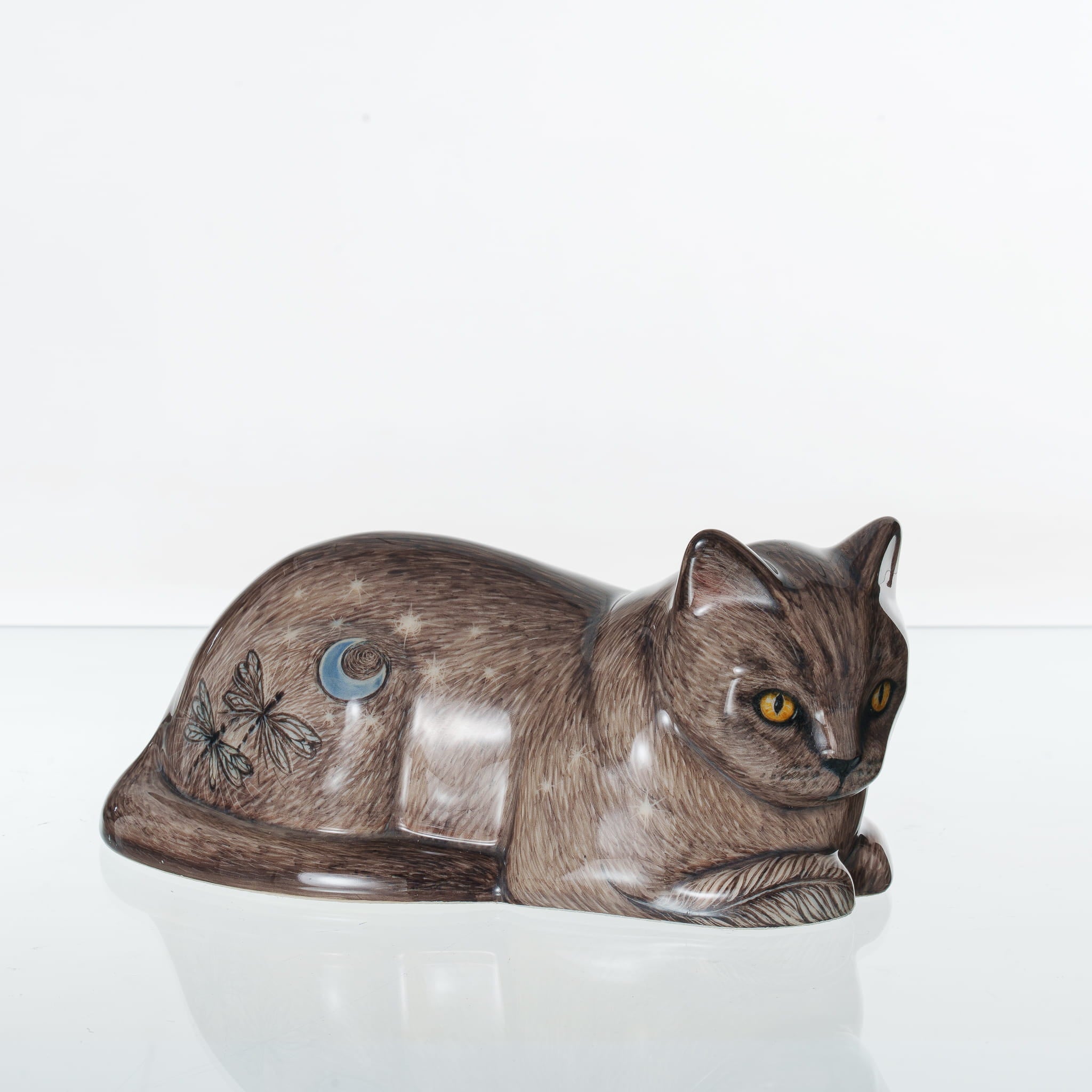 Pulvis Art Urns Pet Urn Hand Decorated Cat Urn for Ashes " Dream Catcher" - Ceramic | Handmade Pet Urn