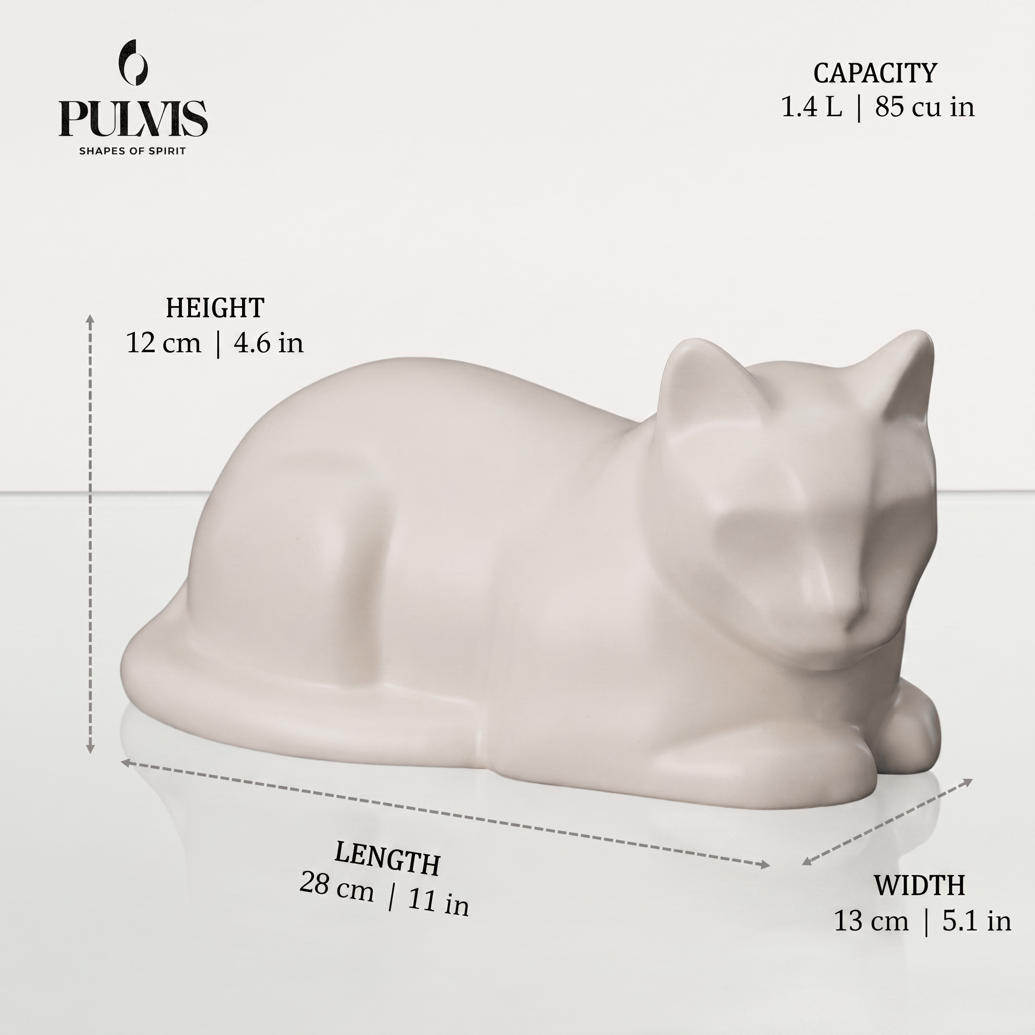 Pulvis Art Urns Pet Urn Hand Decorated Cat Urn for Ashes "Feathers" - Ceramic | Handmade Pet Urn