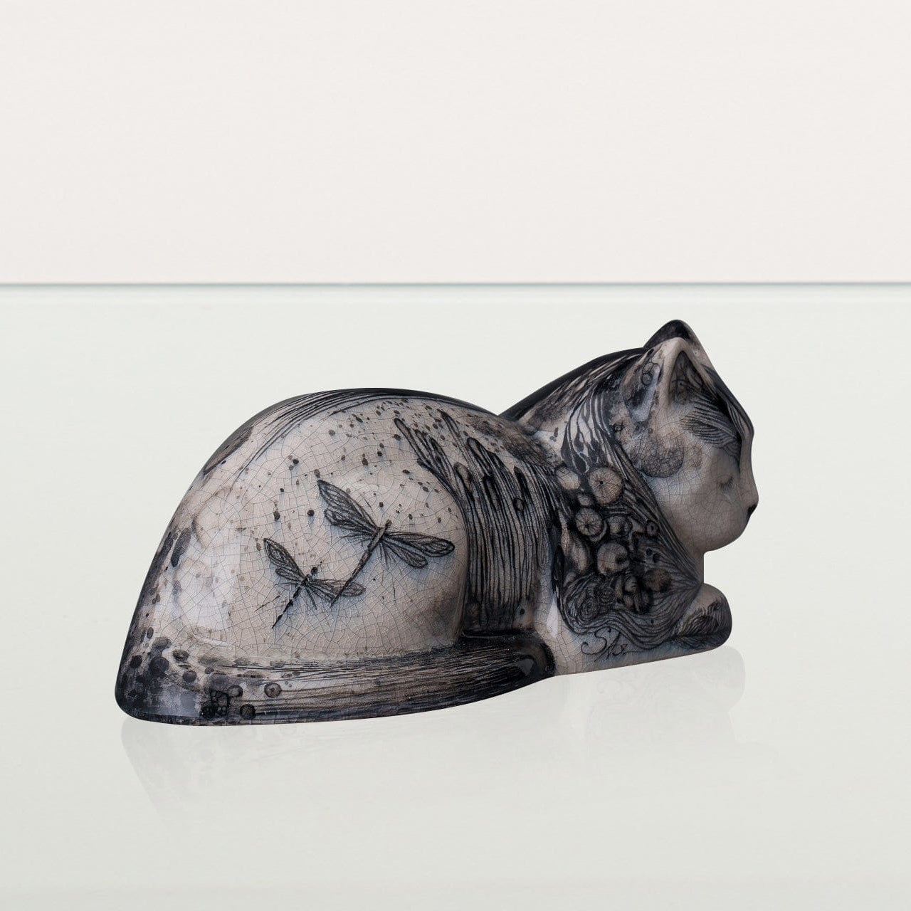 Hand Decorated Cat Urn for Ashes "Mystic" - Ceramic | Handmade Pet Urn - Pulvis Art Urns