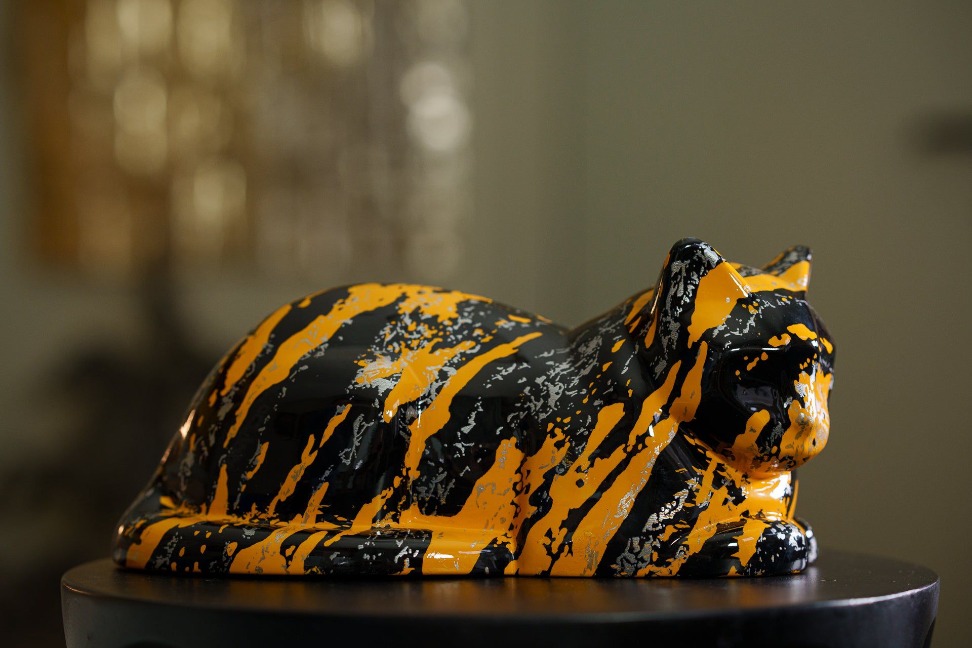 HydroGraphics Pet Urn For Cat | Mixed Yellow | Ceramic - Pulvis Art Urns
