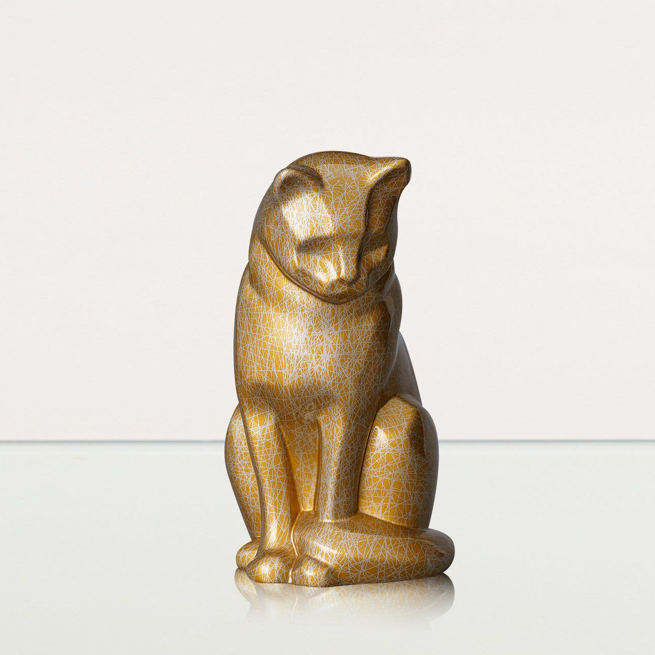 HydroGraphics Pet Urn "Neko - Gold" - Ceramic | Hydro Dipping - Pulvis Art Urns