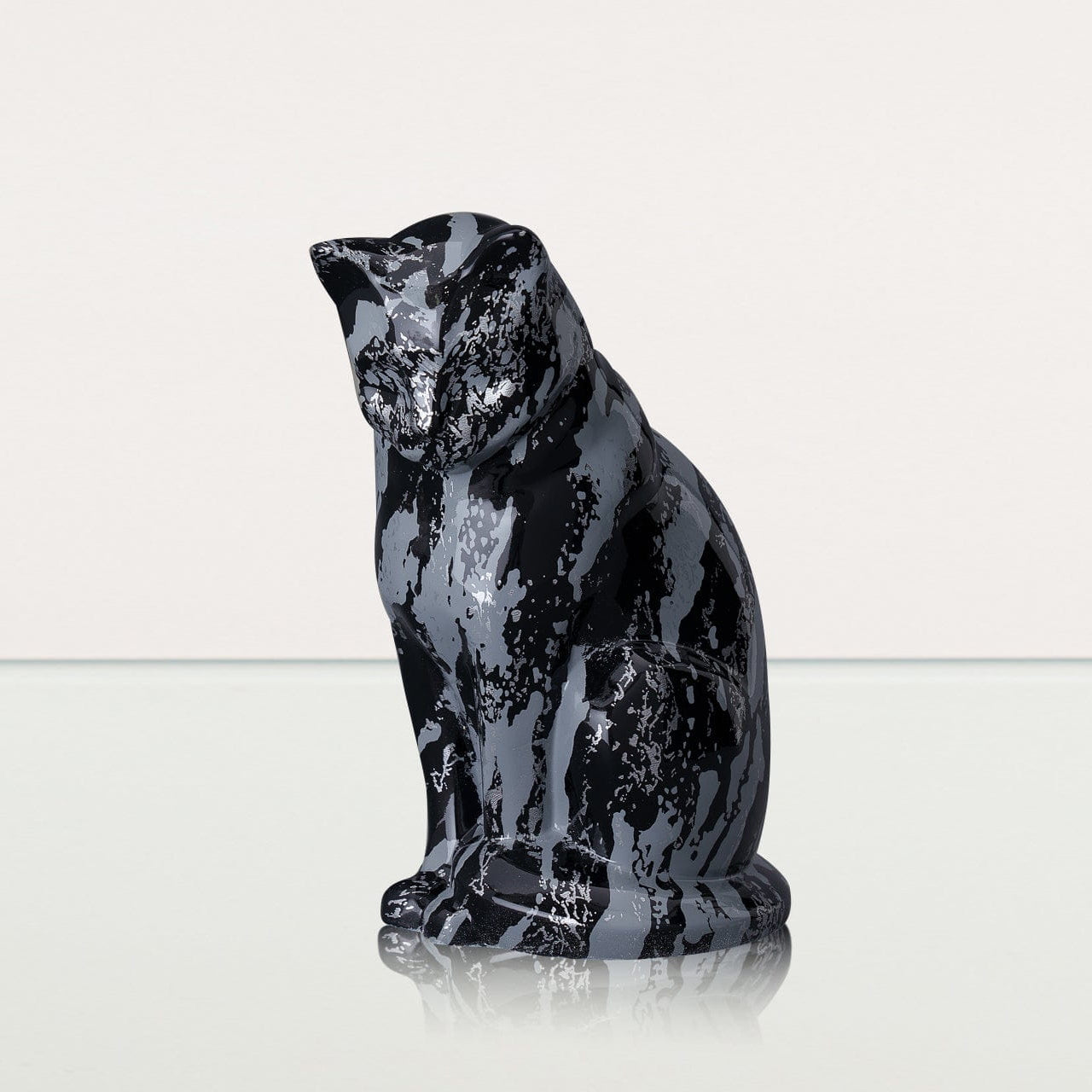HydroGraphics Pet Urn "Neko" | Mixed Blue | Ceramic - Pulvis Art Urns