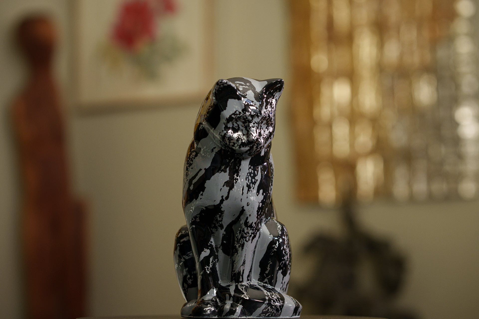 HydroGraphics Pet Urn "Neko" | Mixed Blue | Ceramic - Pulvis Art Urns