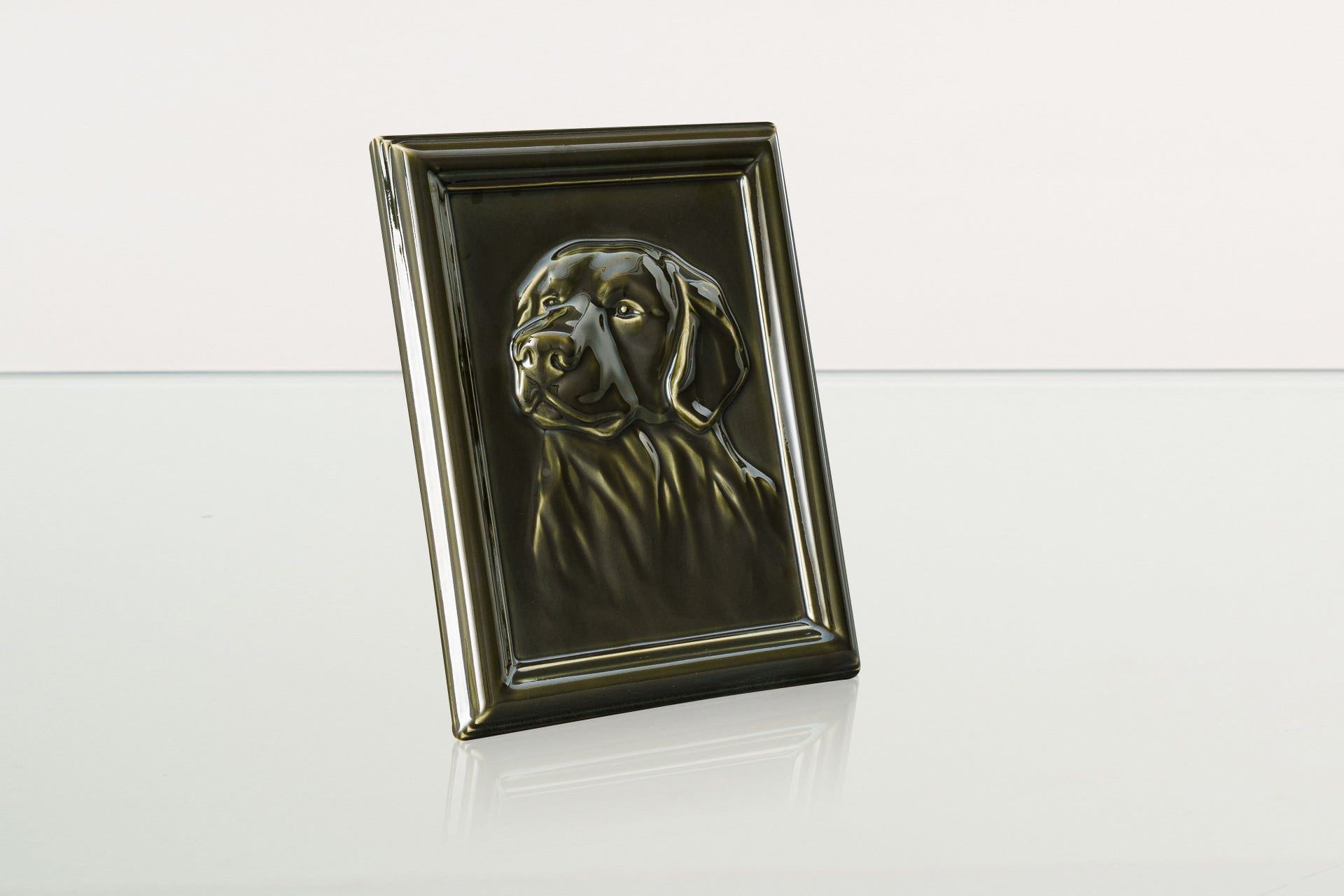 Labrador Pet Urn for Ashes - Oily Green | Ceramic | Handmade Pet Urn - Pulvis Art Urns